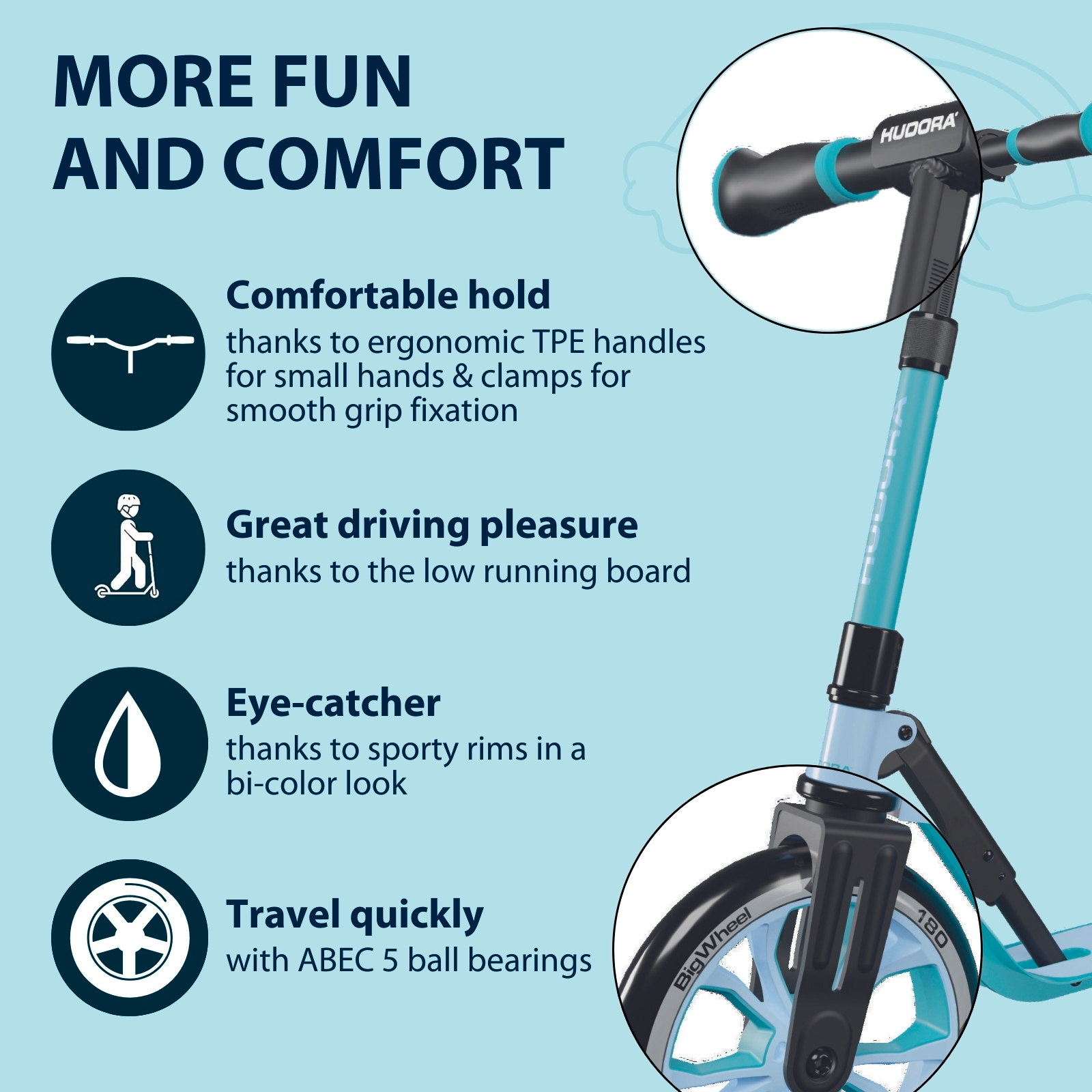 HUDORA BigWheel® 180 Advanced Junior, sky blue, image 3 from 7