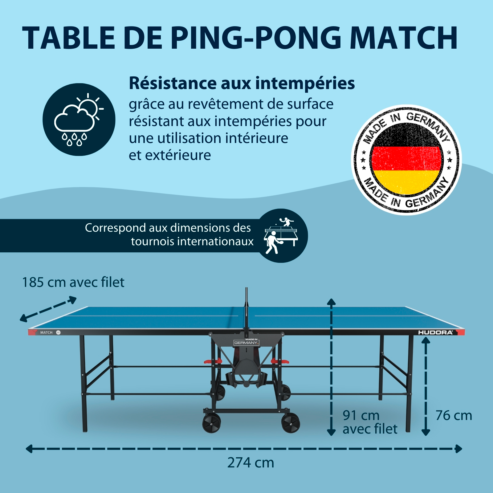 HUDORA Match table tennis table, image 2 from 7