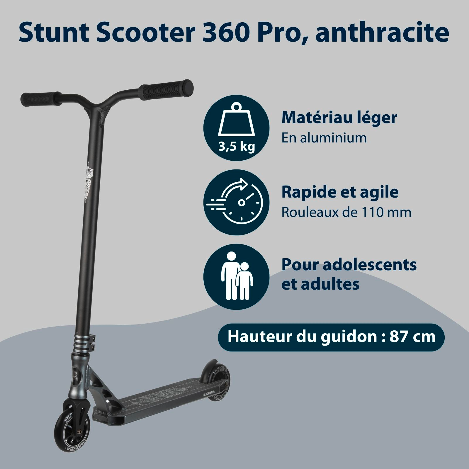 HUDORA Stunt Scooter 360 Pro, anthracite, image 2 from 7