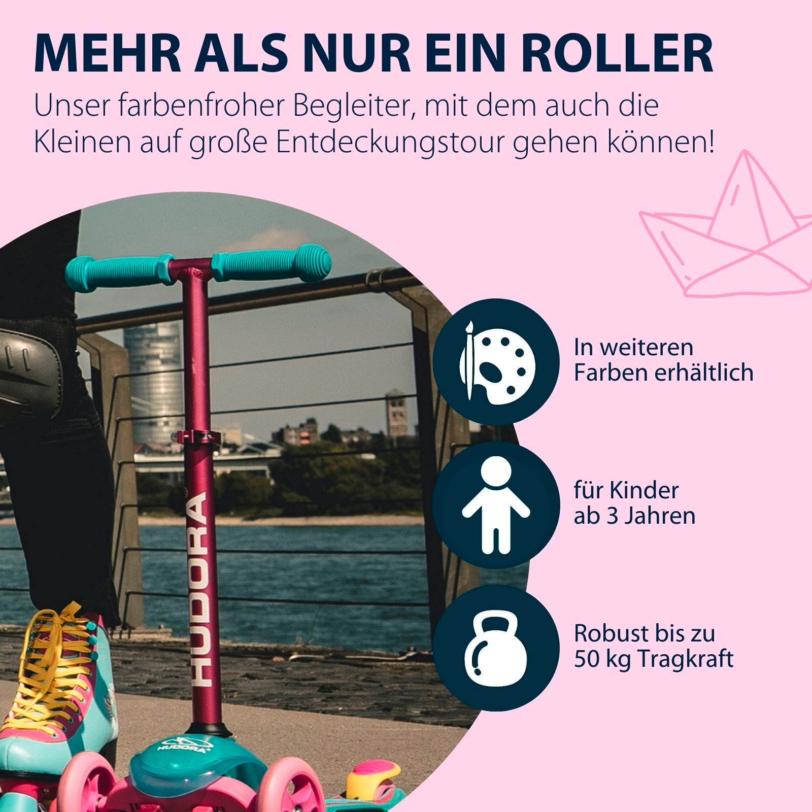 HUDORA Kinderscooter Flitzkids 2.0 Skate Wonders, Bild 6 von 7
