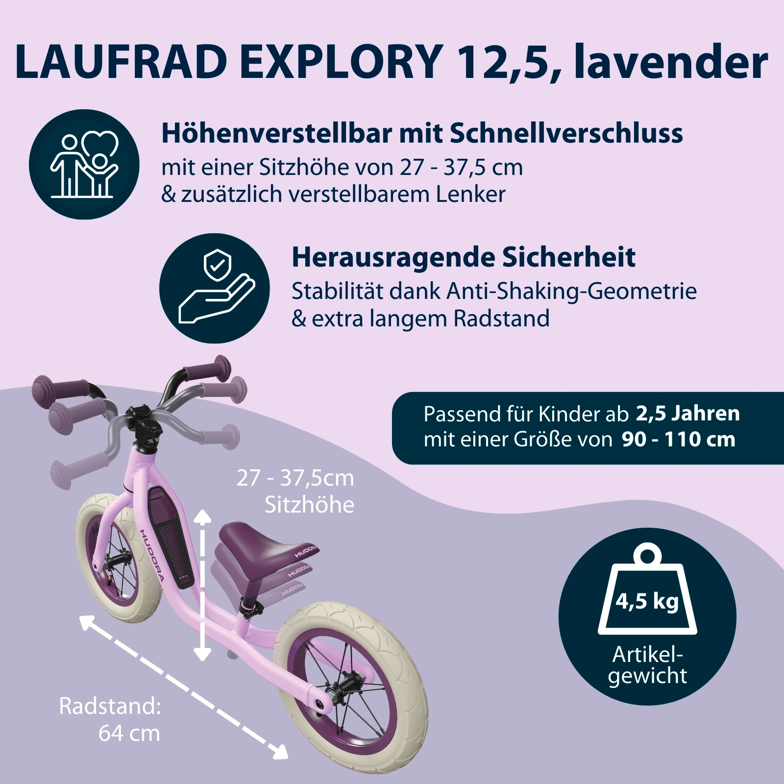HUDORA Laufrad Explory, lavender, Bild 2 von 6