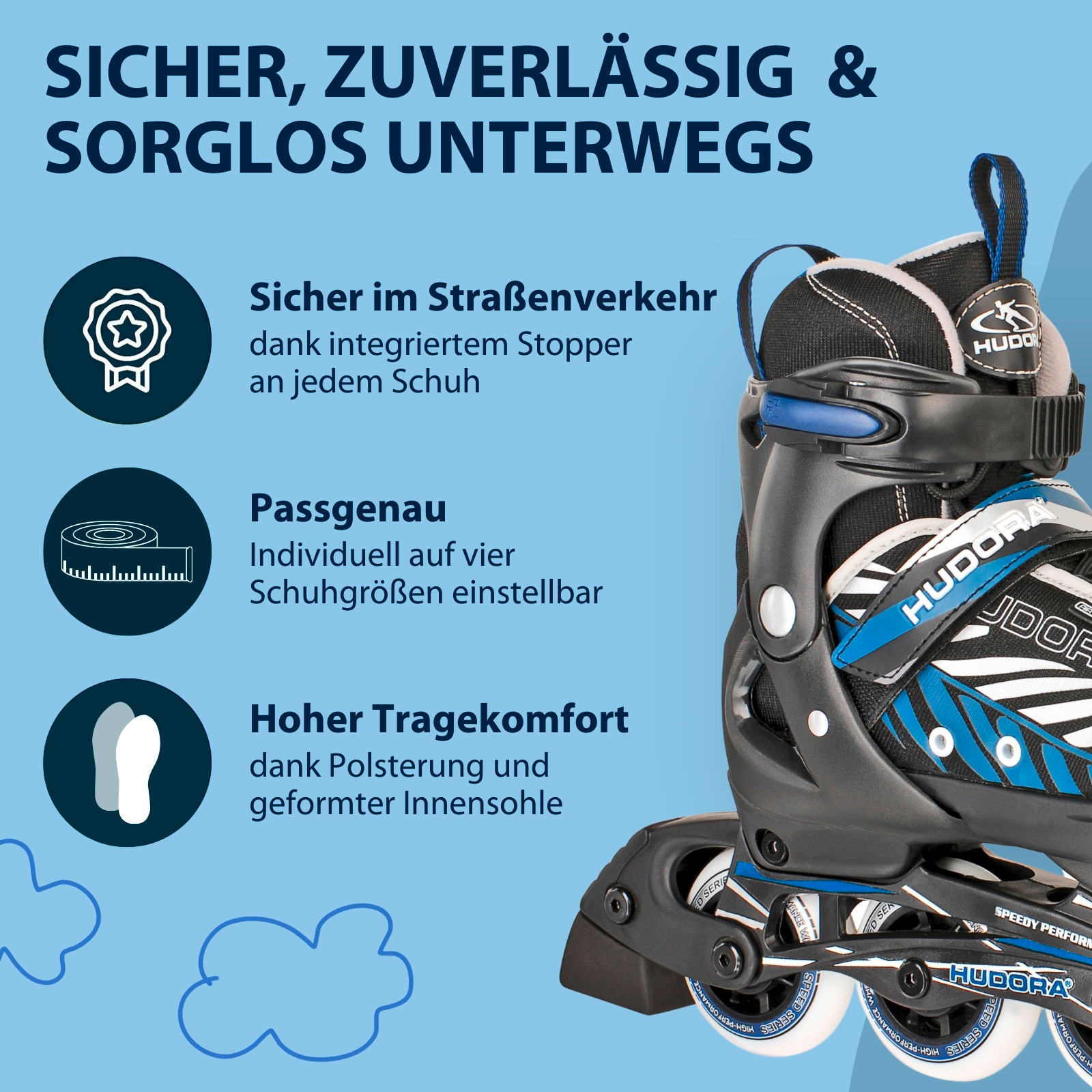 Inline Skates, Leon, schwarz/blau, Gr. 29-32, Bild 5 von 7