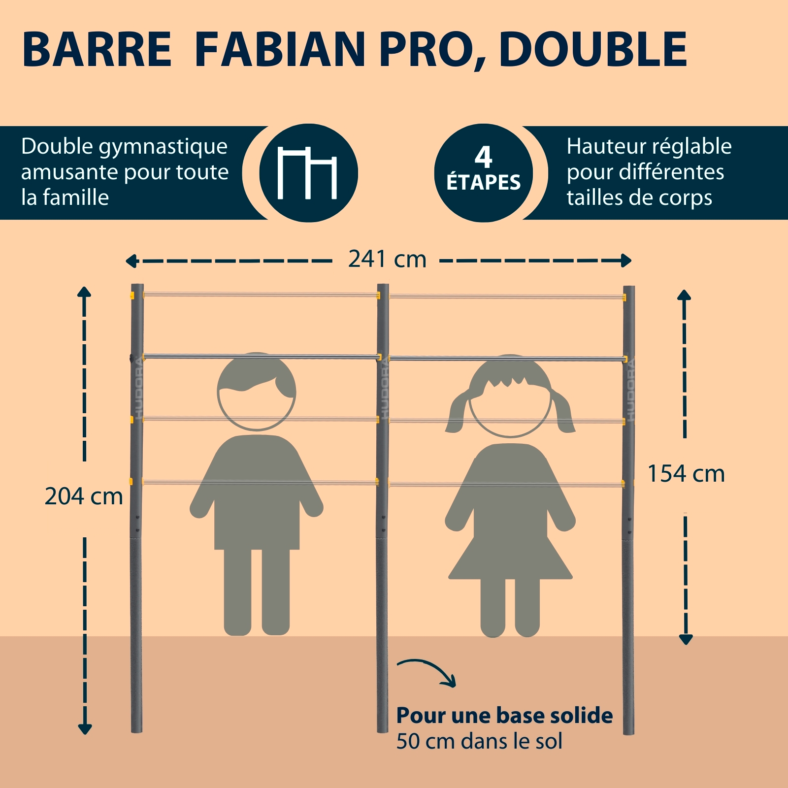 HUDORA Fabian Pro double gymnastics bar, image 2 from 6