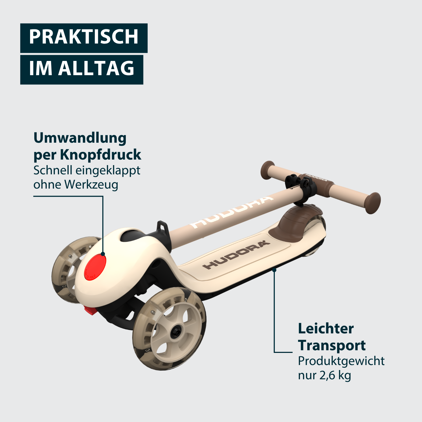 HUDORA Tri-Scooter mocha, Bild 5 von 7