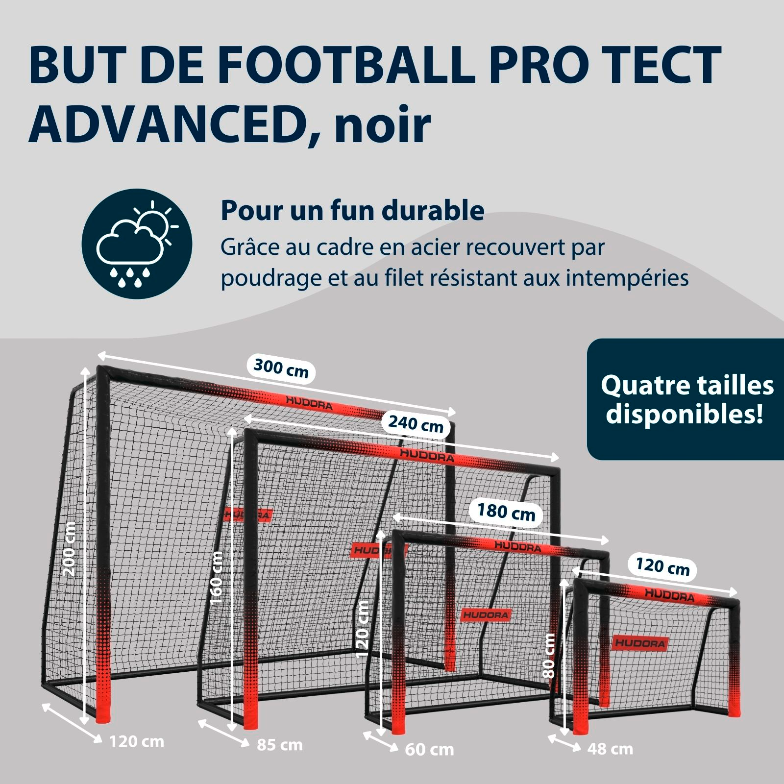 HUDORA Football Goal Pro Tect 240 Advanced Black, image 2 from 7