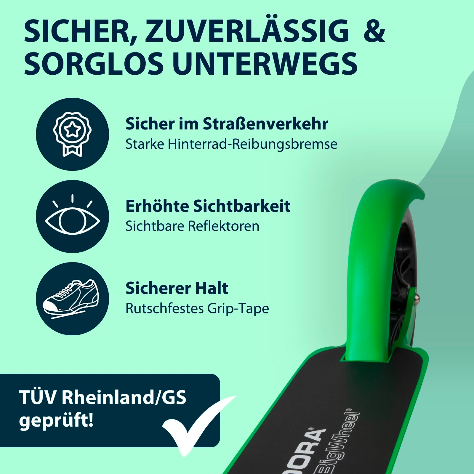 HUDORA BigWheel® 205 Scooter, grass "Exklusiv Edition", Bild 5 von 7