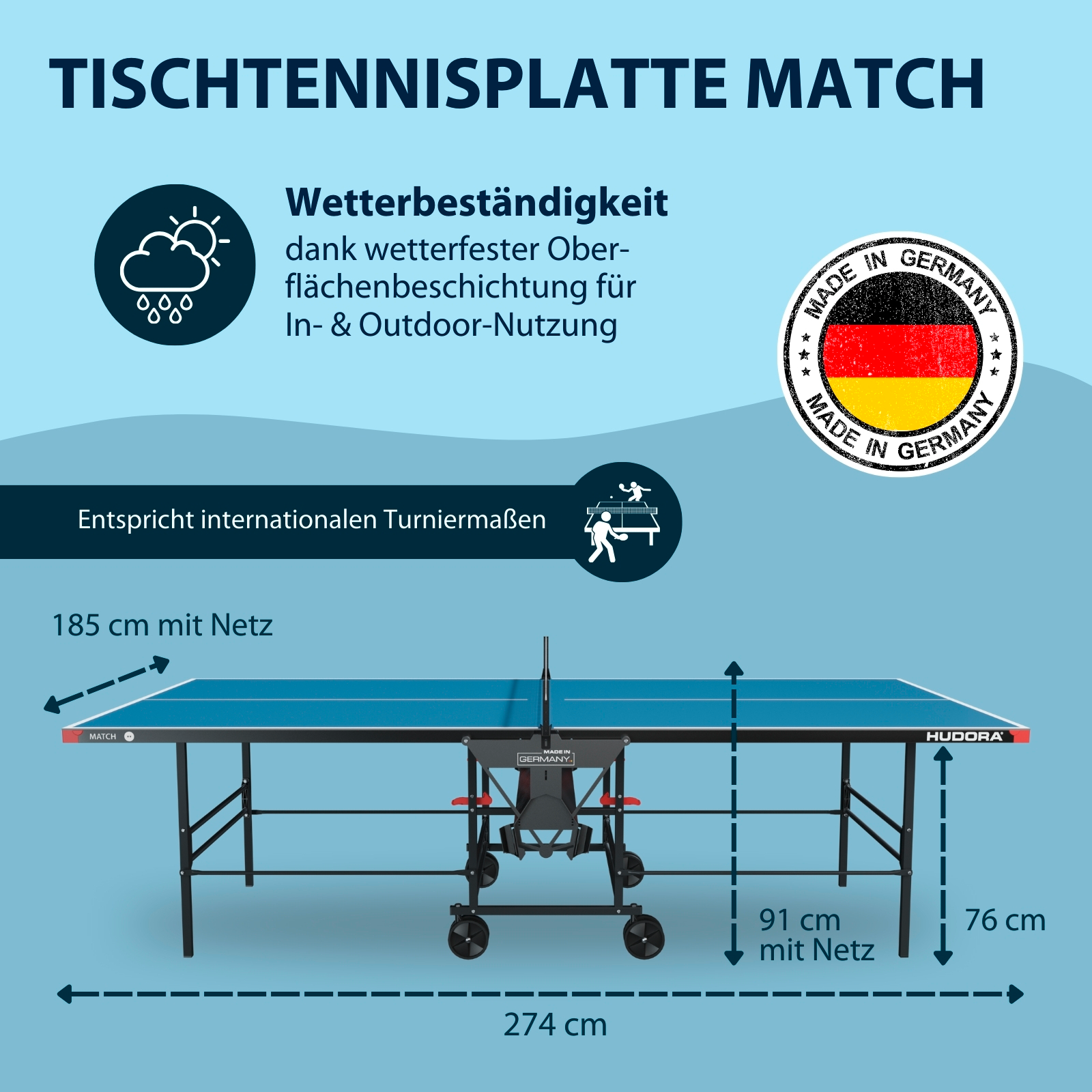 HUDORA Tischtennisplatte Match, Bild 2 von 7