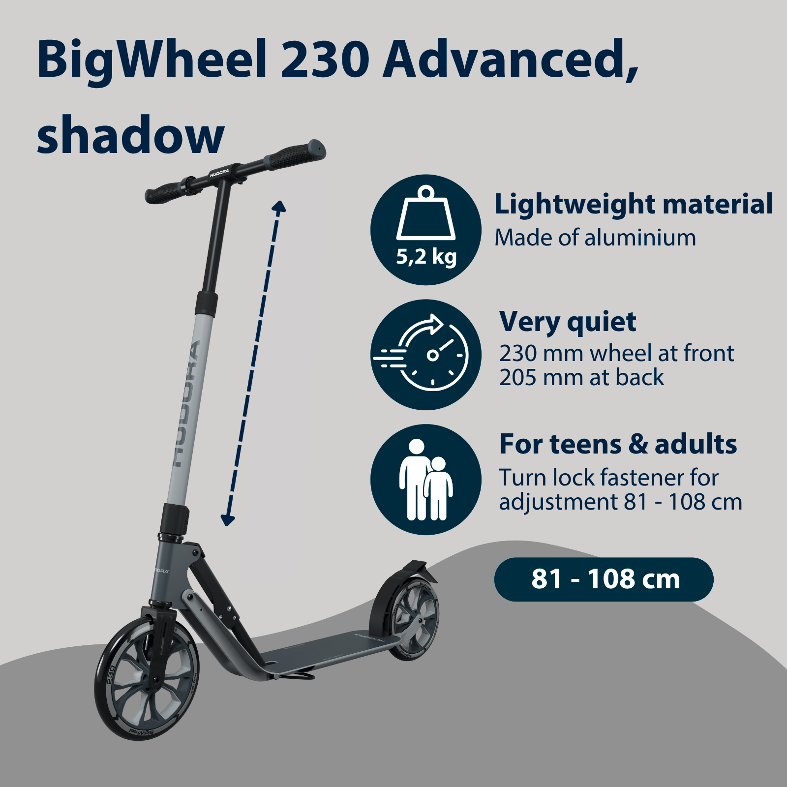 HUDORA BigWheel® 230 Advanced, scooter white, image 2 from 7