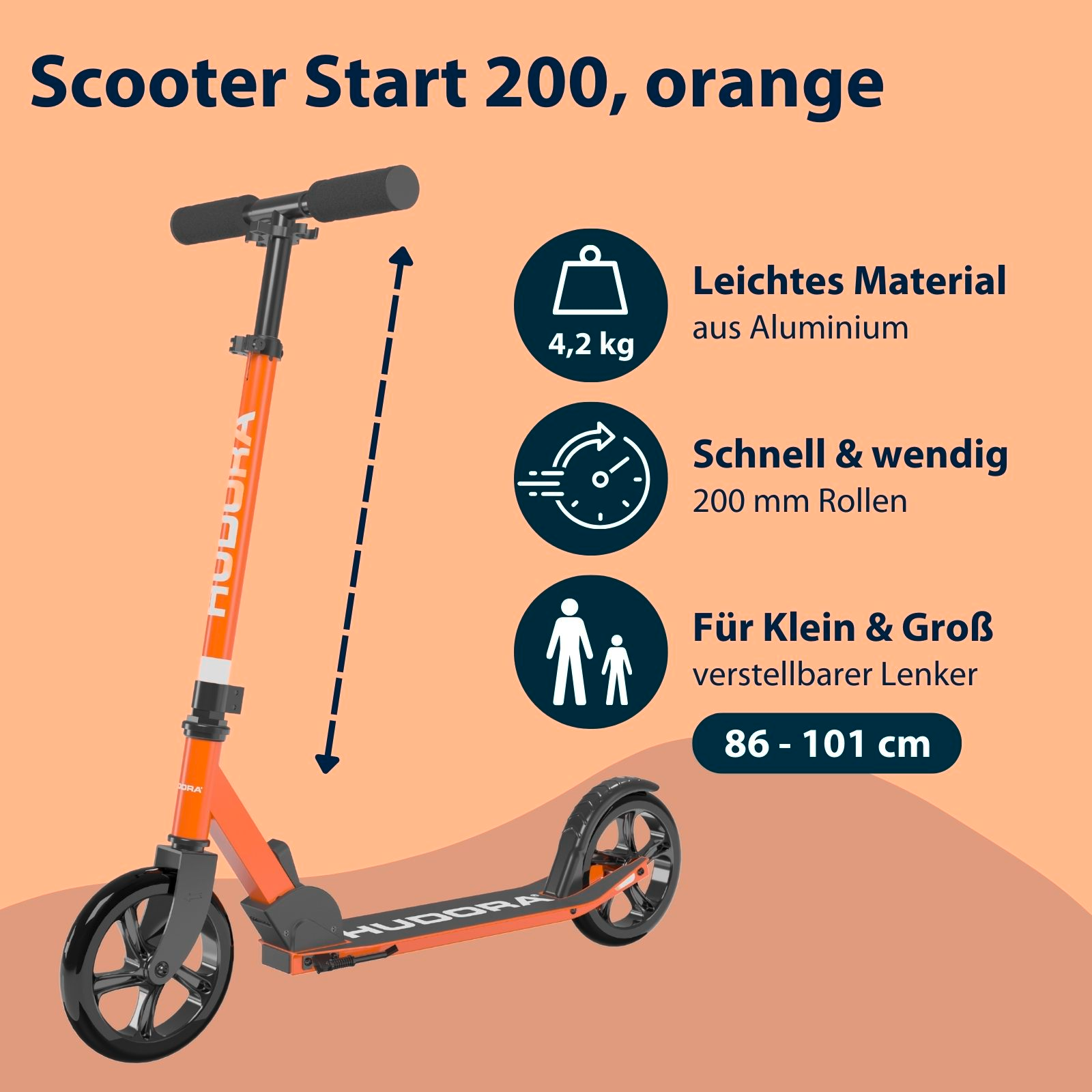 HUDORA Scooter Start 200, orange, Bild 2 von 7