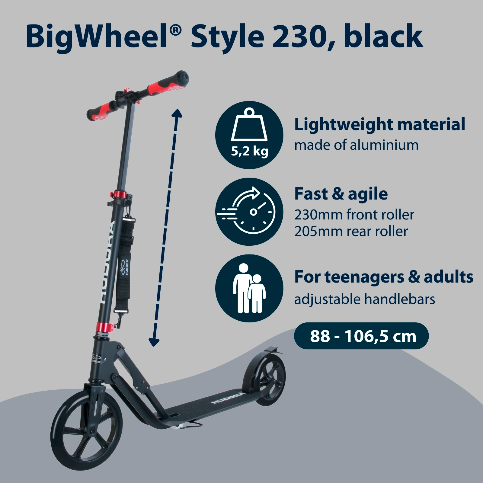 HUDORA BigWheel® Style 230, scooter black, image 2 from 7