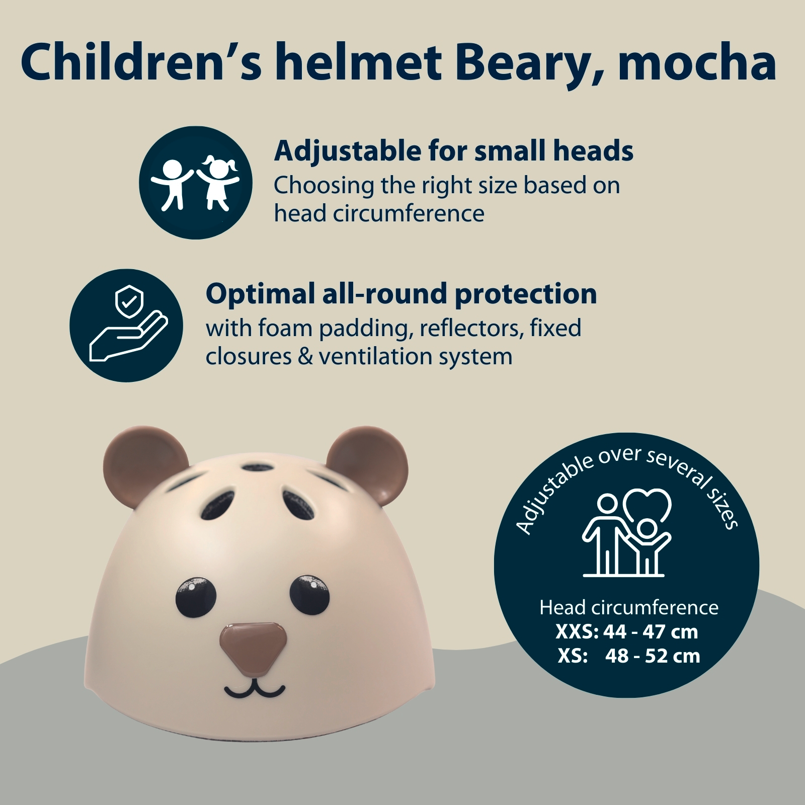 HUDORA children's helmet Beary, mocha, size 44-47, image 2 from 7