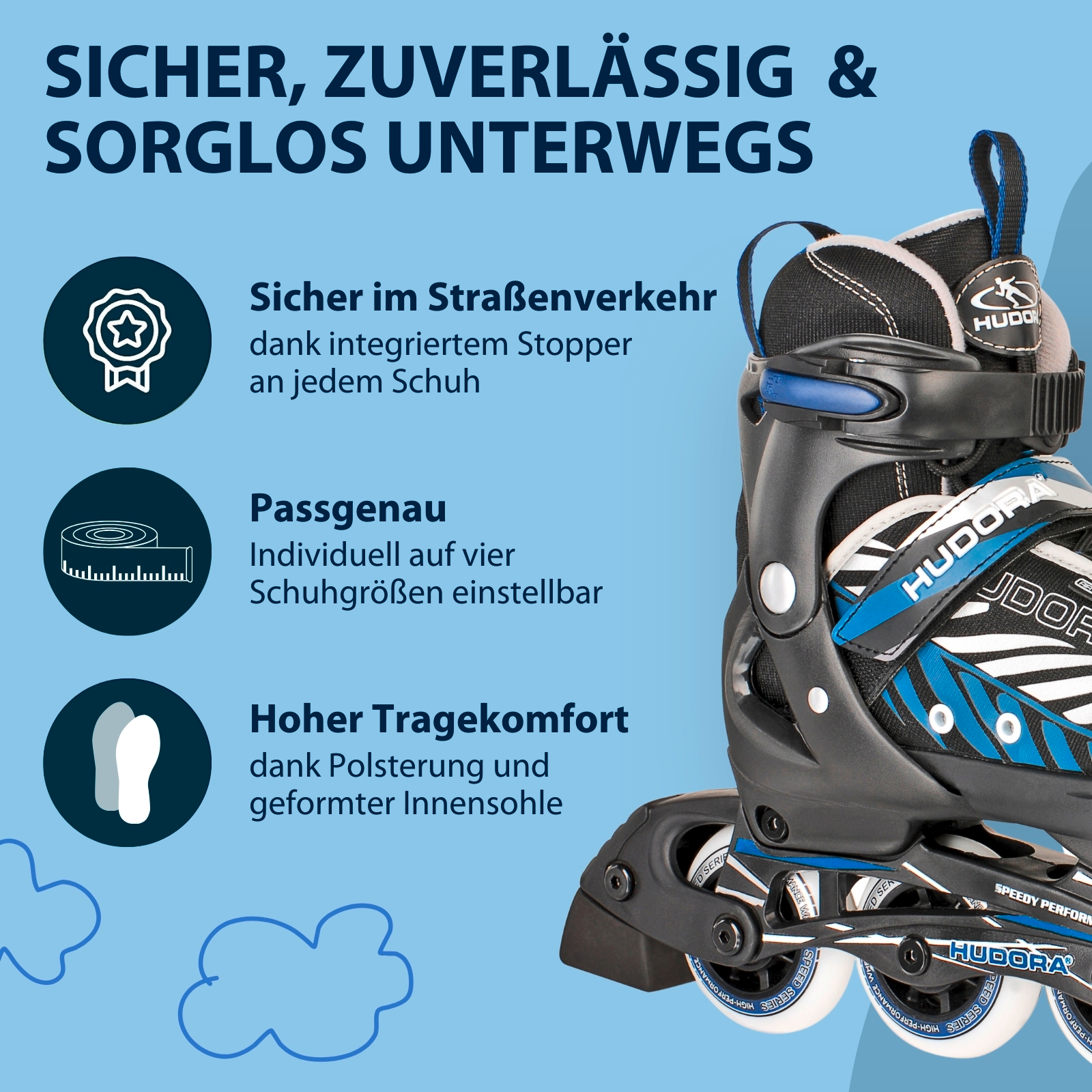 HUDORA Kinderinliner Leon, Gr. 29-40, schwarz/blau, Bild 5 von 7