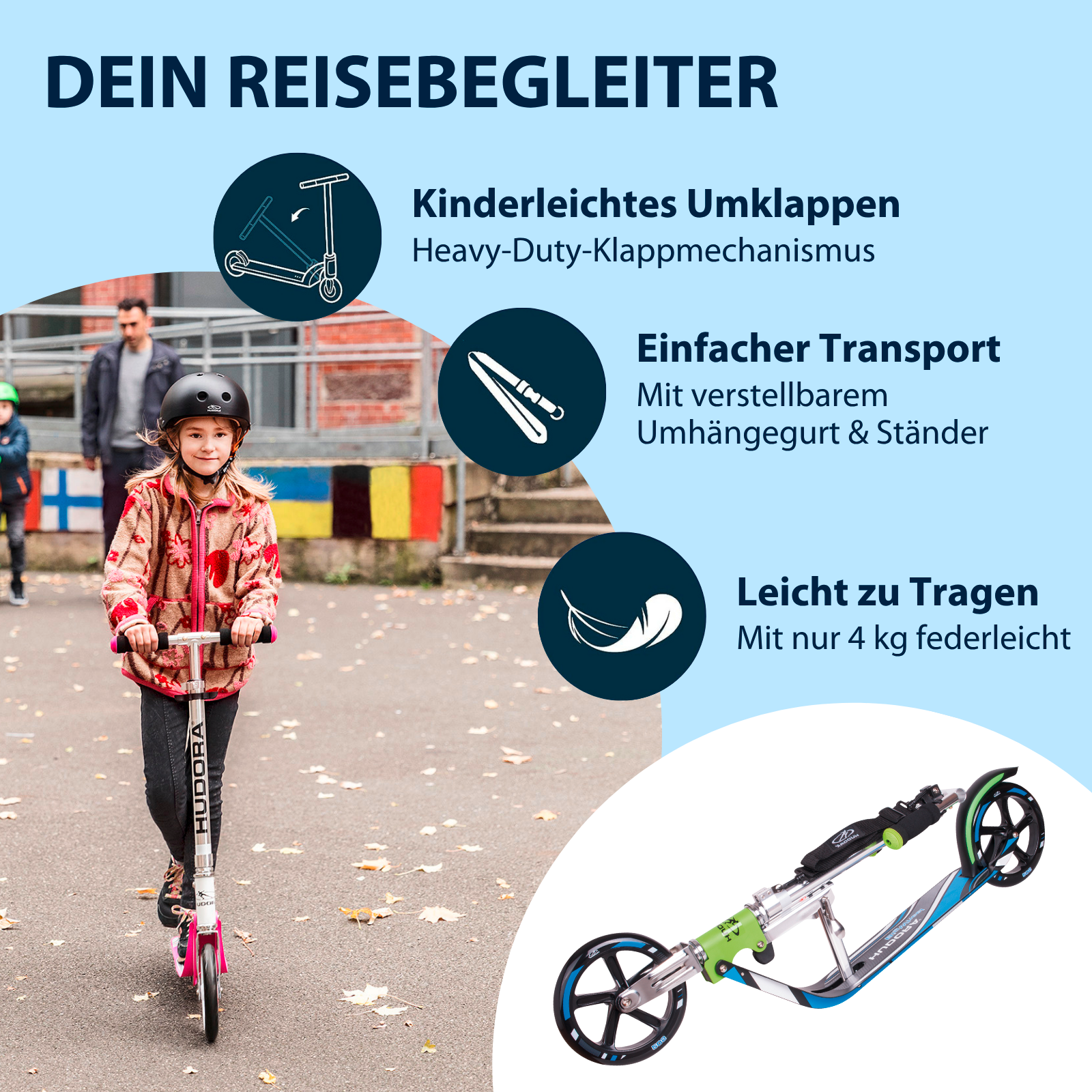 HUDORA BigWheel® 205 Scooter, grün/blau, Bild 4 von 7