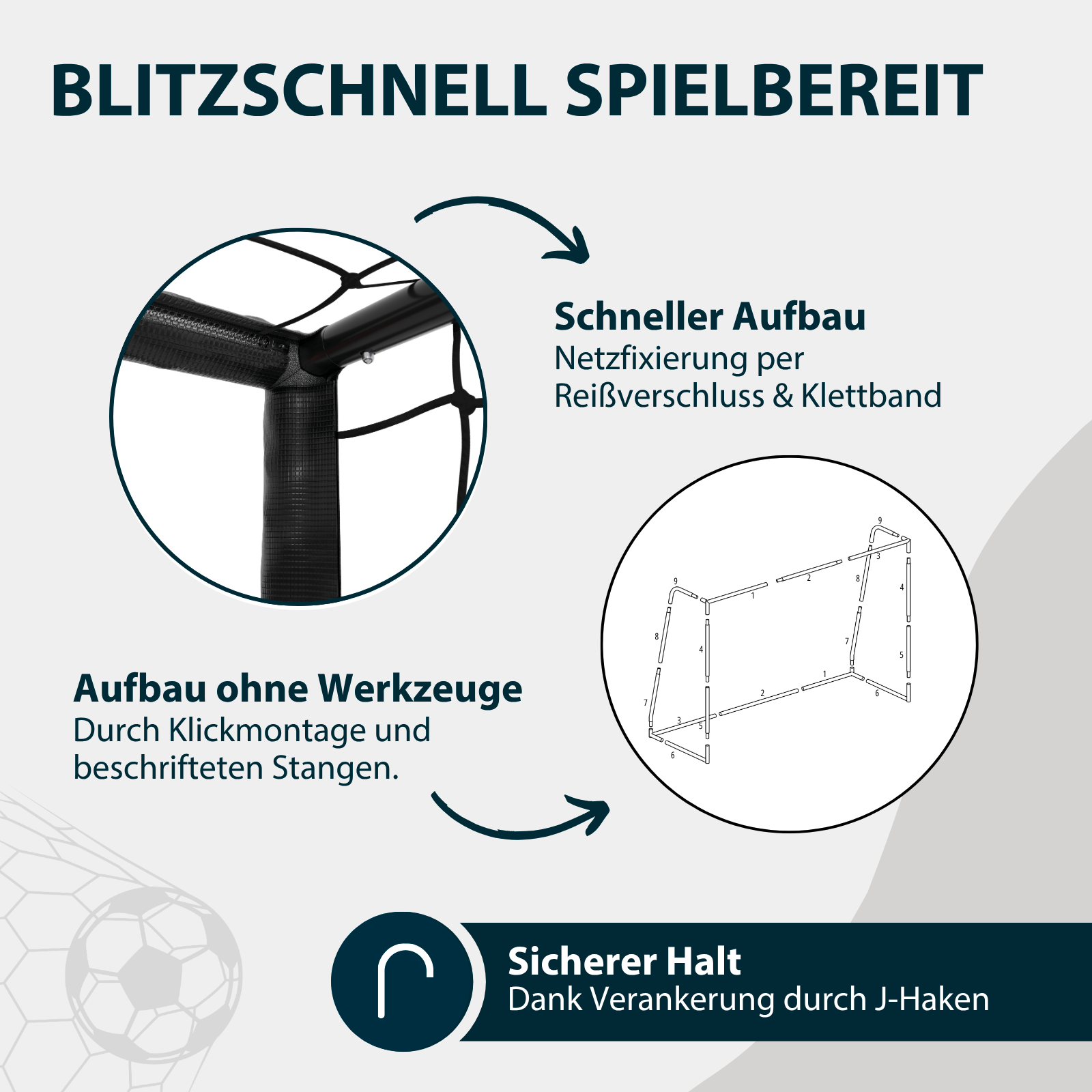 HUDORA Fußballtor Pro Tect 240 Lite black, image 4 from 7