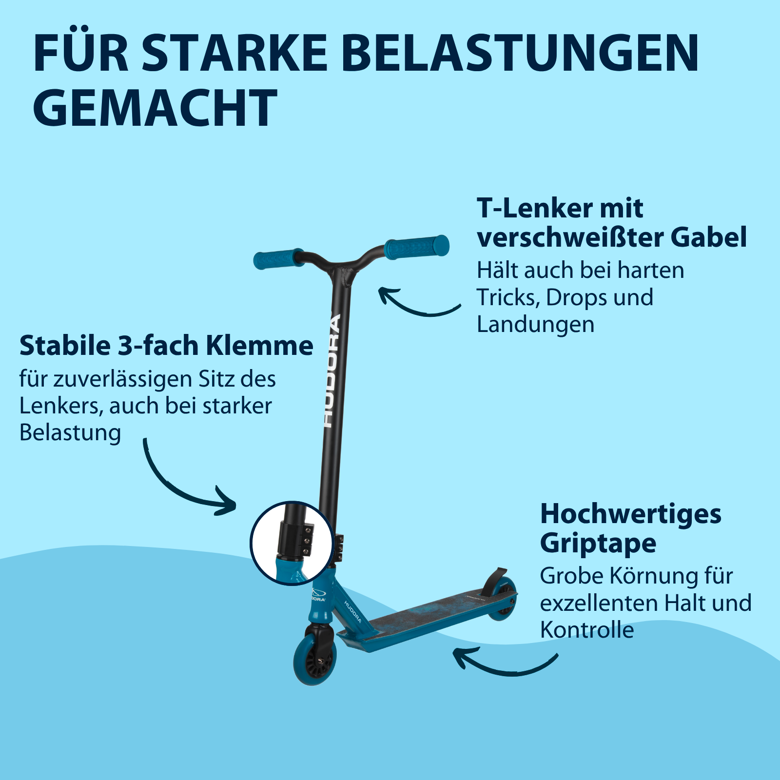 HUDORA Stunt Scooter XQ-12.1, blau, Bild 5 von 7