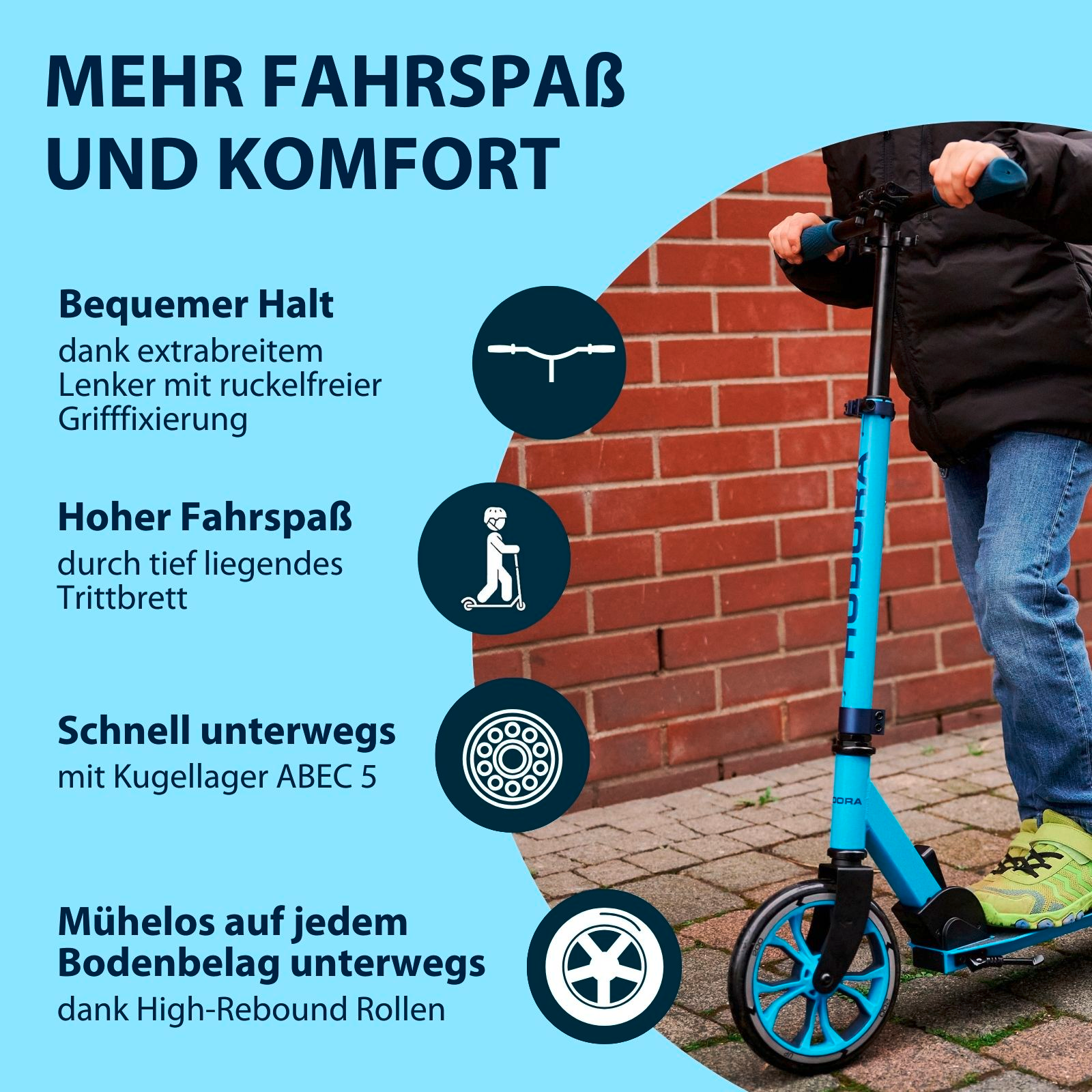 HUDORA Scooter Up 200, cyan, Bild 3 von 7