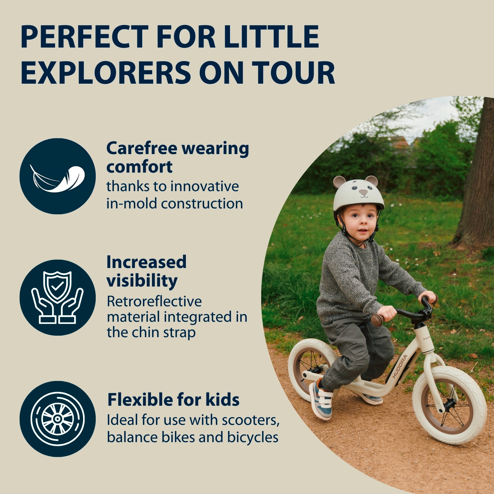 HUDORA children's helmet Beary, mocha, size 44-47, image 5 from 7