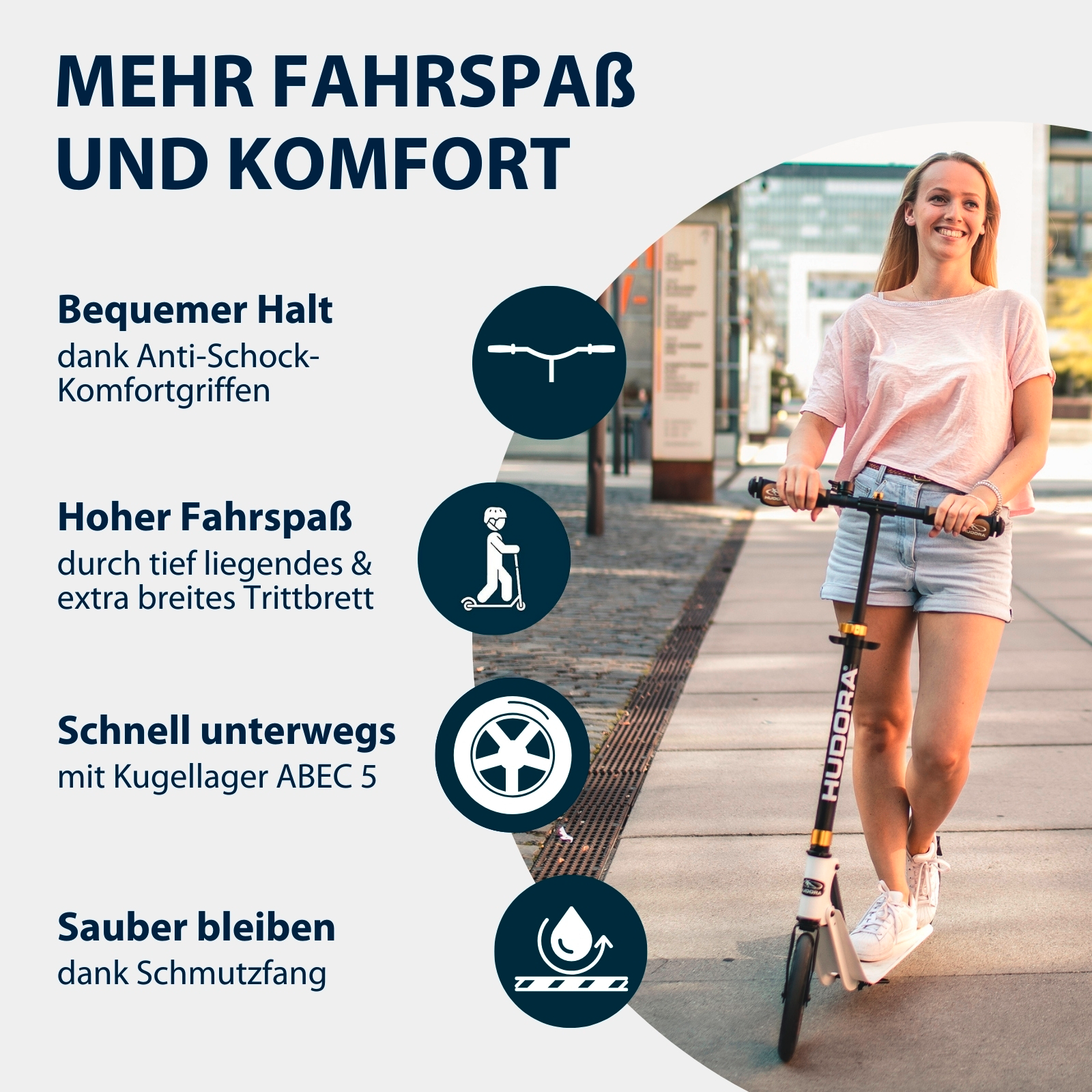 HUDORA BigWheel® Style 230, Scooter weiß, Bild 3 von 7