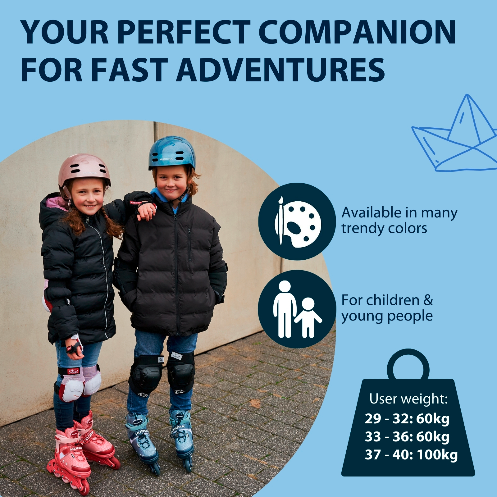 HUDORA children's inliner Leon, size 29-40, black/blue, image 6 from 7