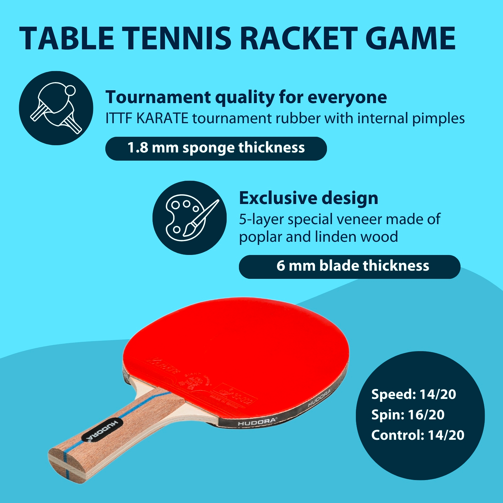 HUDORA table tennis bat Game, image 2 from 5