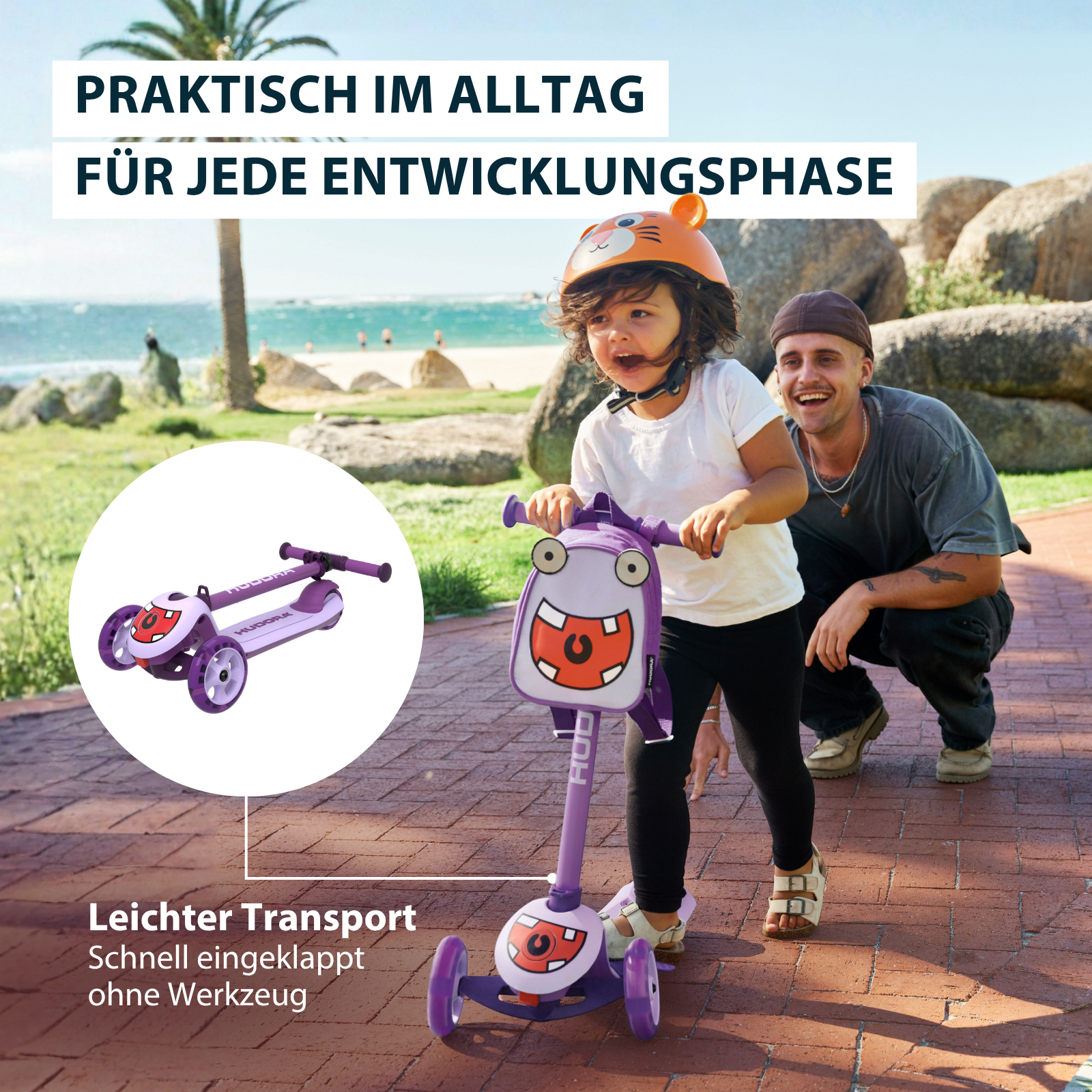 HUDORA 4-in-1-Scooter Rollf lavender, Bild 5 von 7
