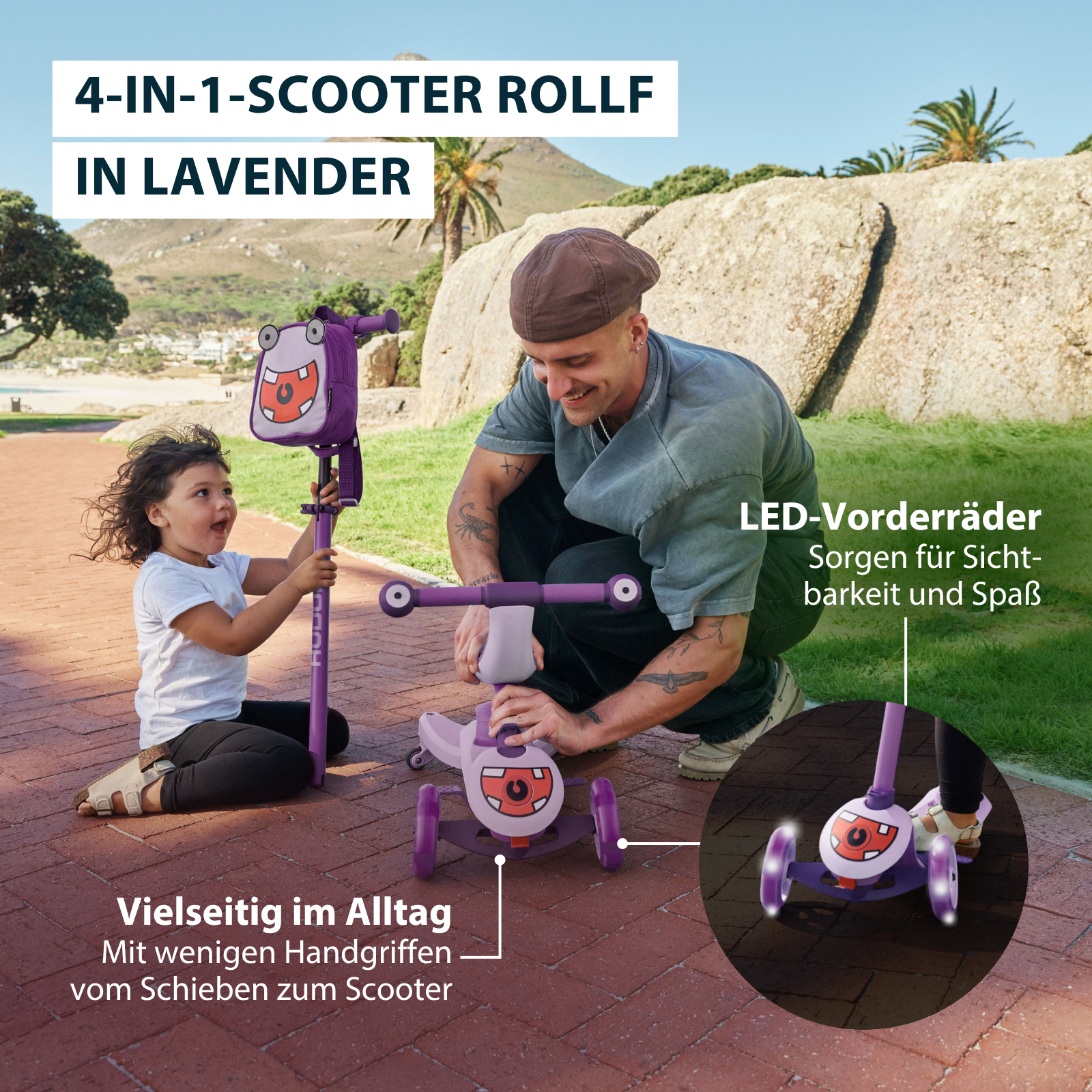 HUDORA 4-in-1-Scooter Rollf lavender, Bild 2 von 7