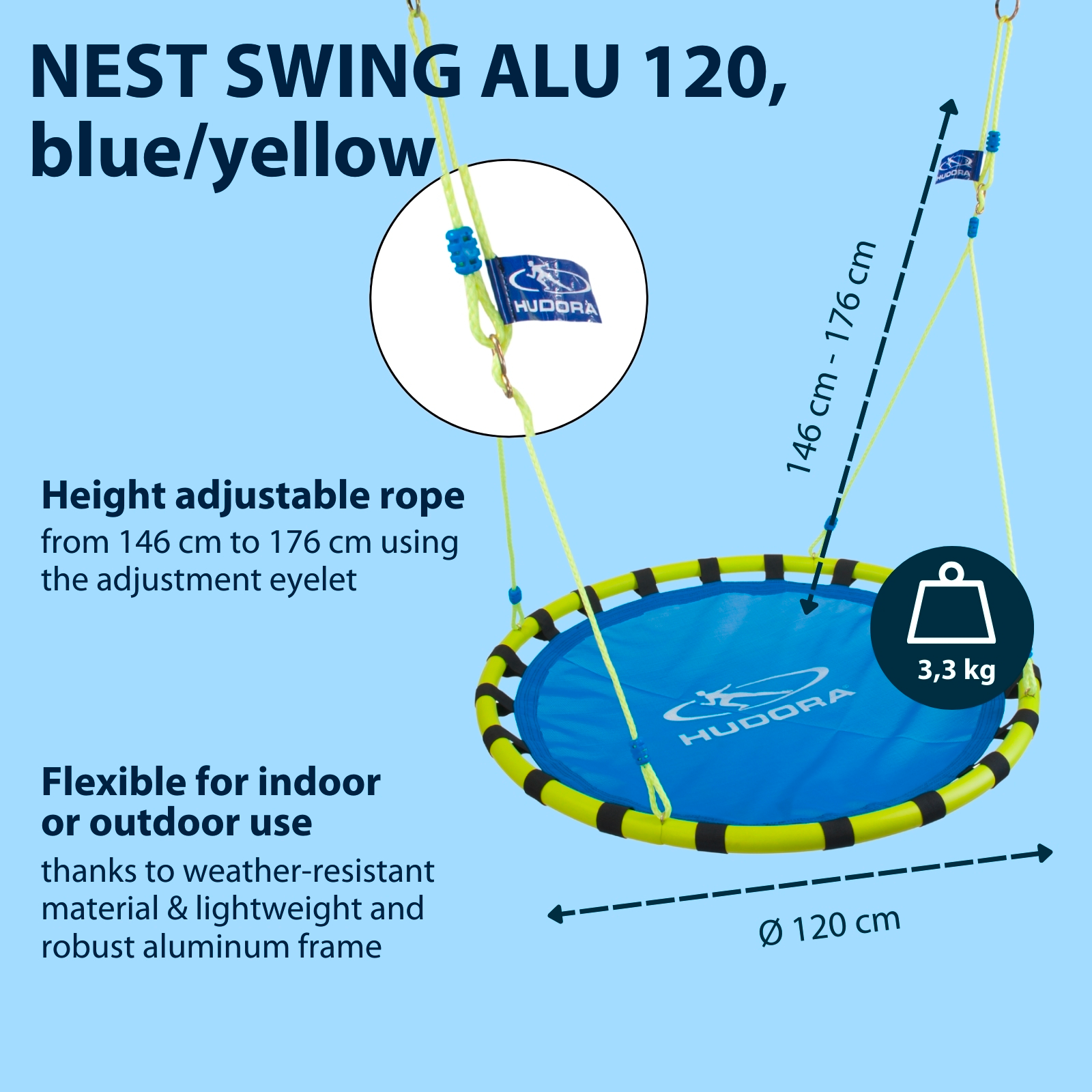 HUDORA Nestschaukel Alu 120, blau/gelb, image 2 from 6