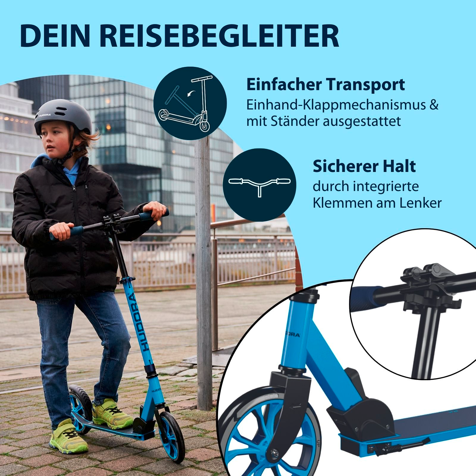 HUDORA Scooter Up 200, cyan, Bild 4 von 7
