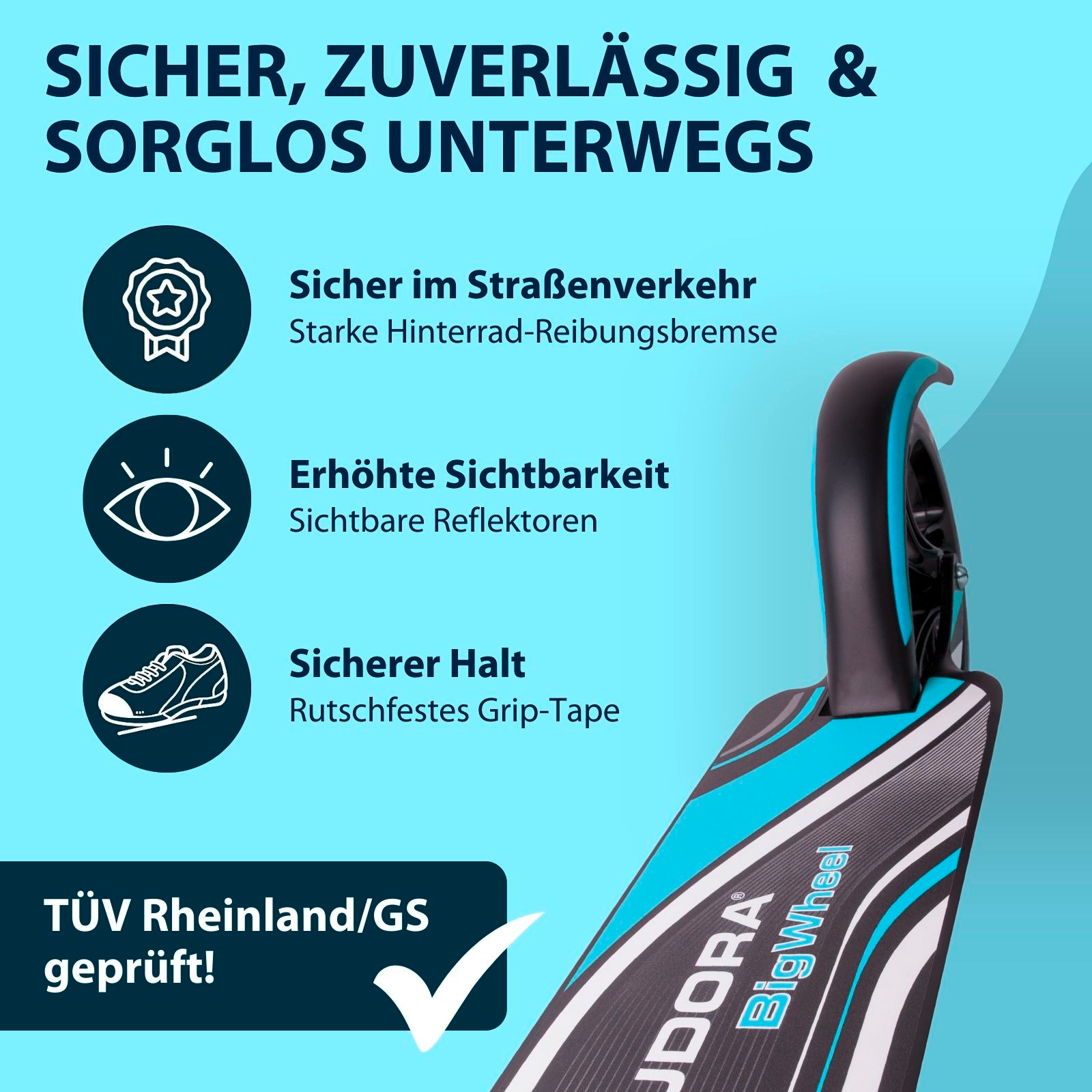 HUDORA BigWheel® 205 Schwarz/Blau, Bild 5 von 7