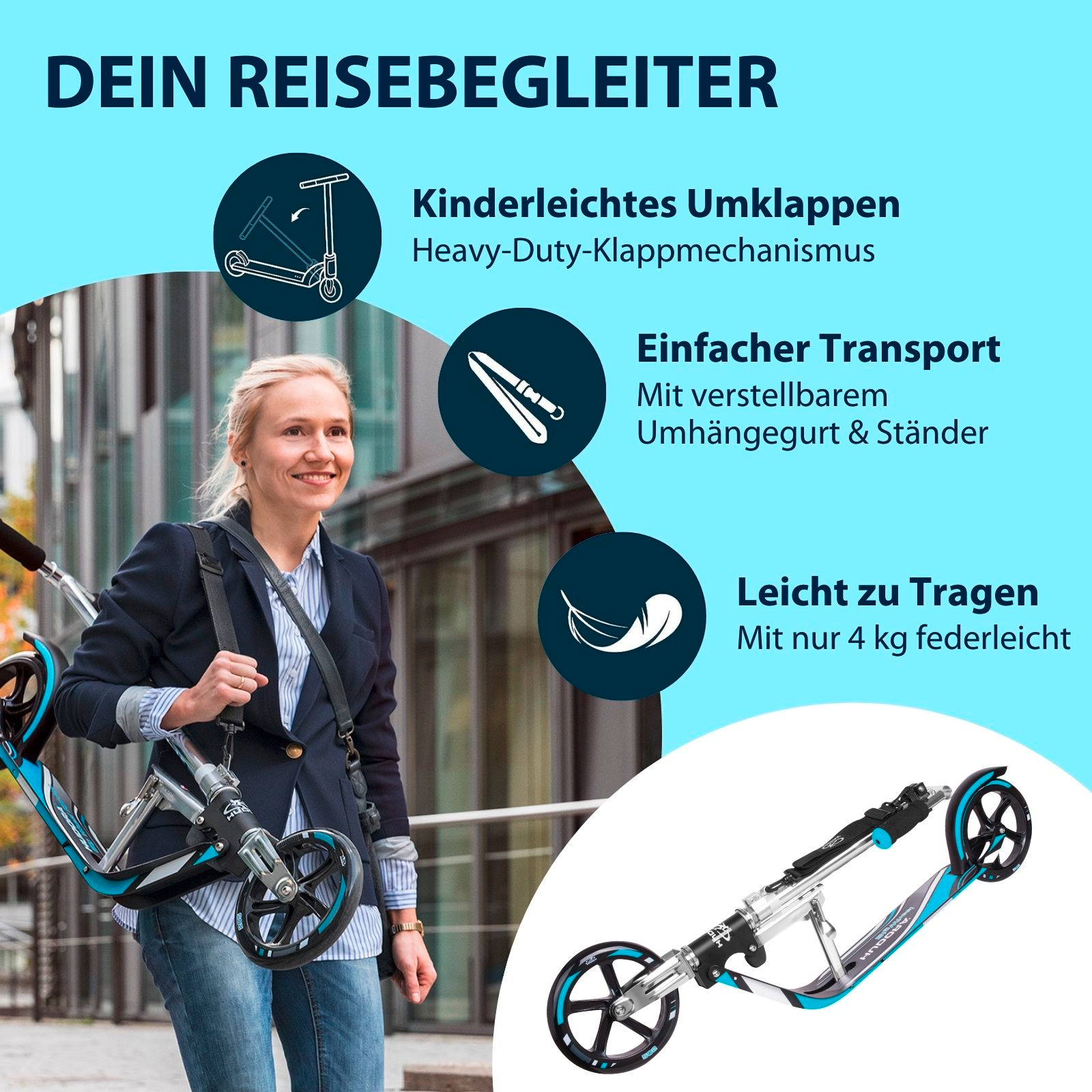 HUDORA BigWheel® 205 Schwarz/Blau, Bild 4 von 7