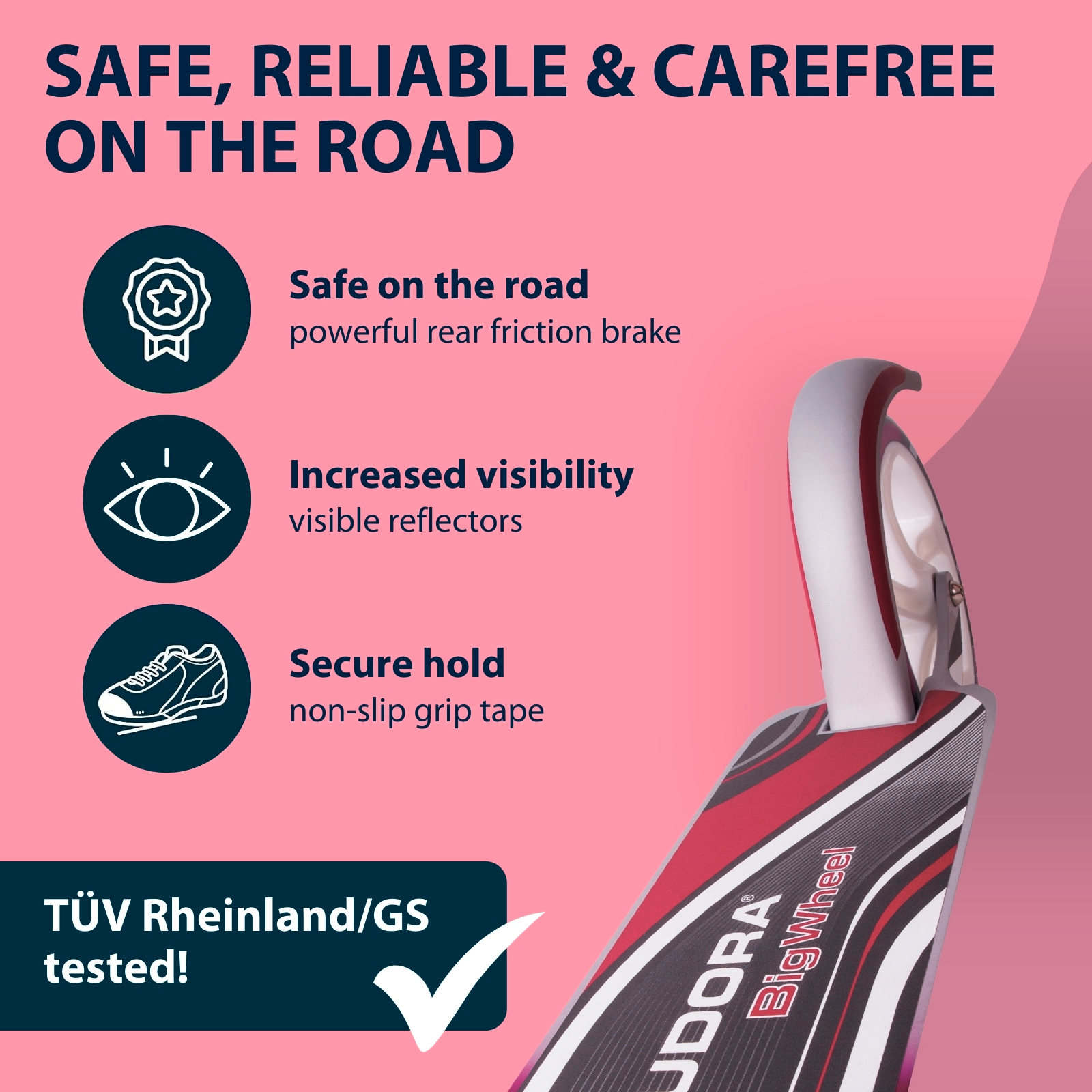 HUDORA BigWheel® 205, Scooter magenta/silber, image 5 from 7
