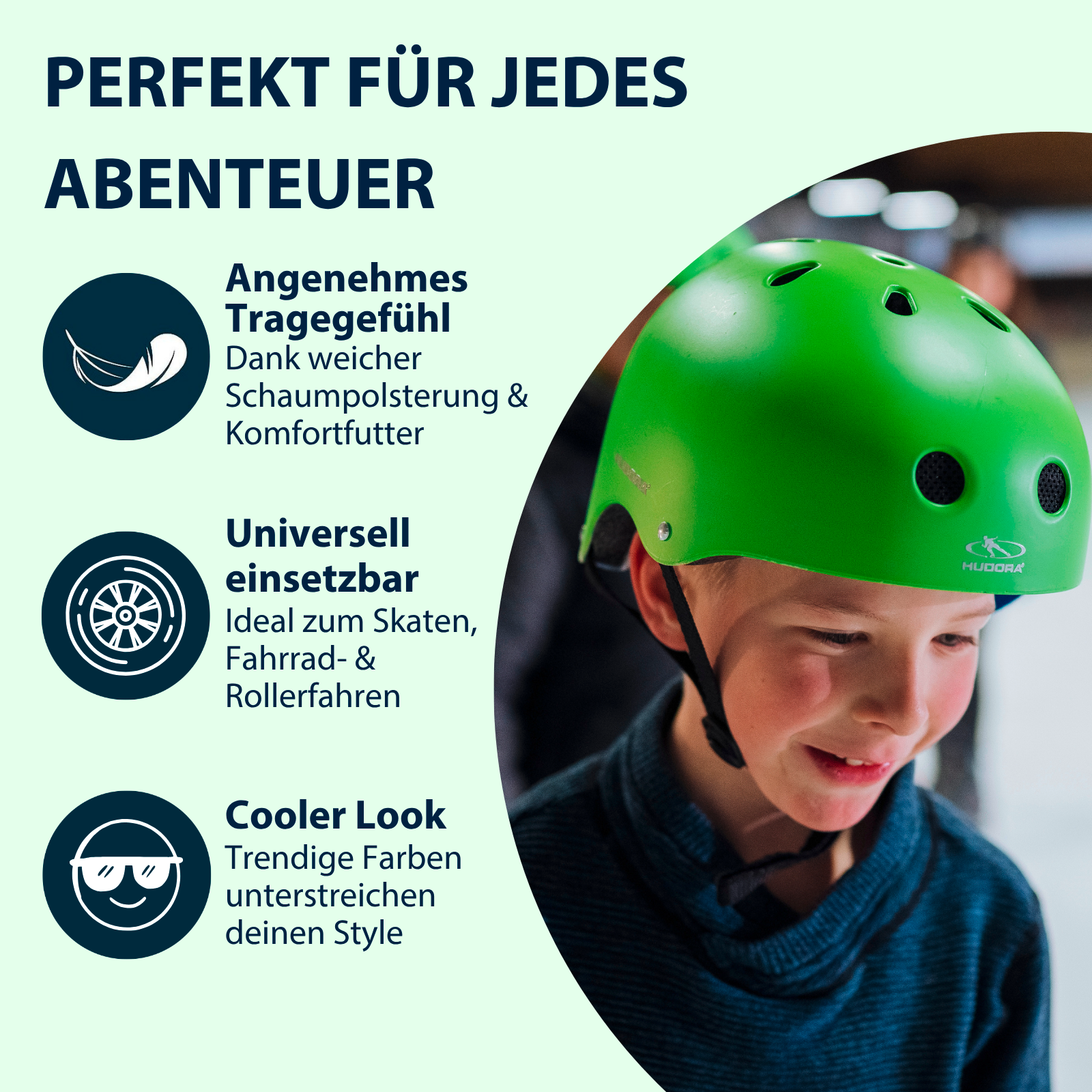 HUDORA skater helmet, size S/M, green, image 4 from 7