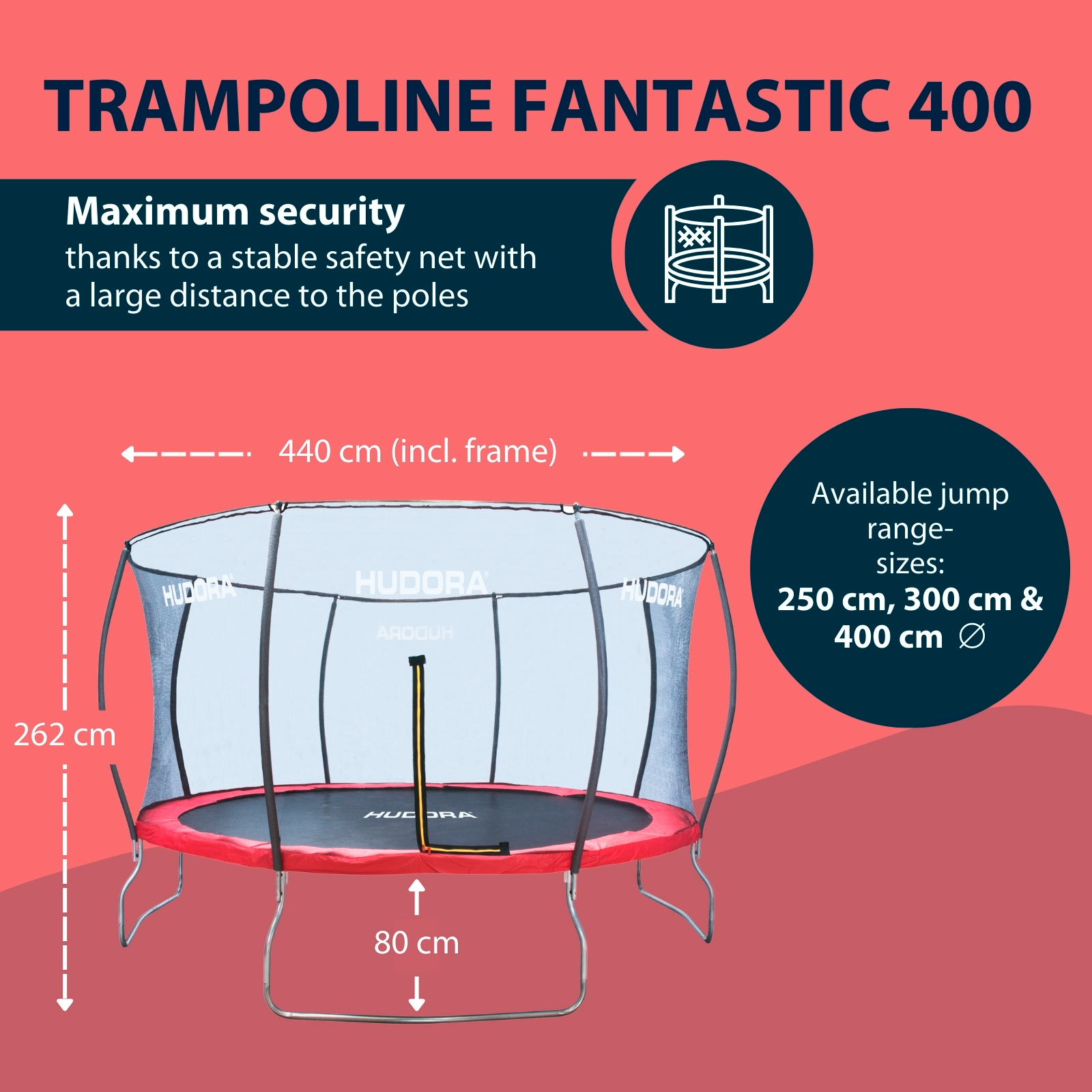 HUDORA trampoline Fantastic 400V, image 2 from 7