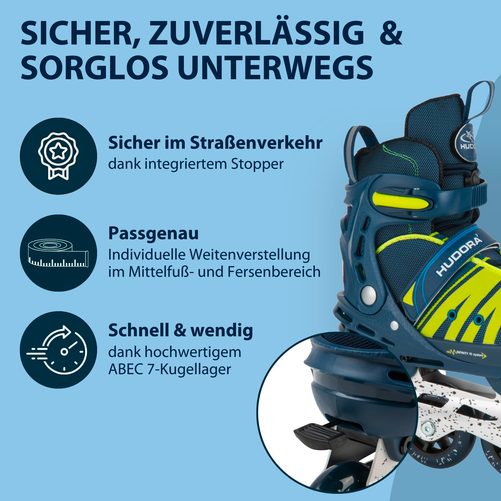 HUDORA Inline Skates Comfort, deep blue, Gr. 29-34, Bild 5 von 7