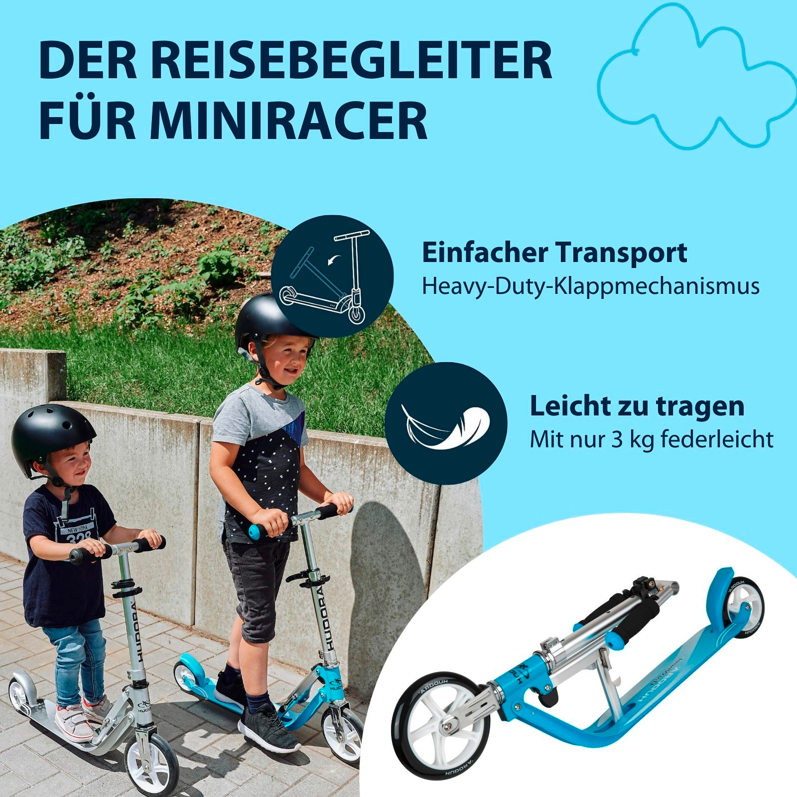 HUDORA Little BigWheel®, Scooter himmelblau, Bild 4 von 7