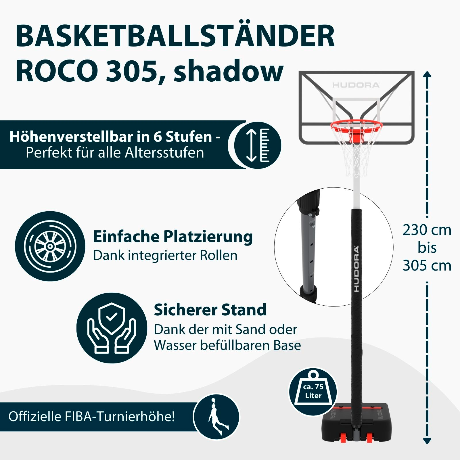 HUDORA RoCo 305 basketball stand, image 4 from 7
