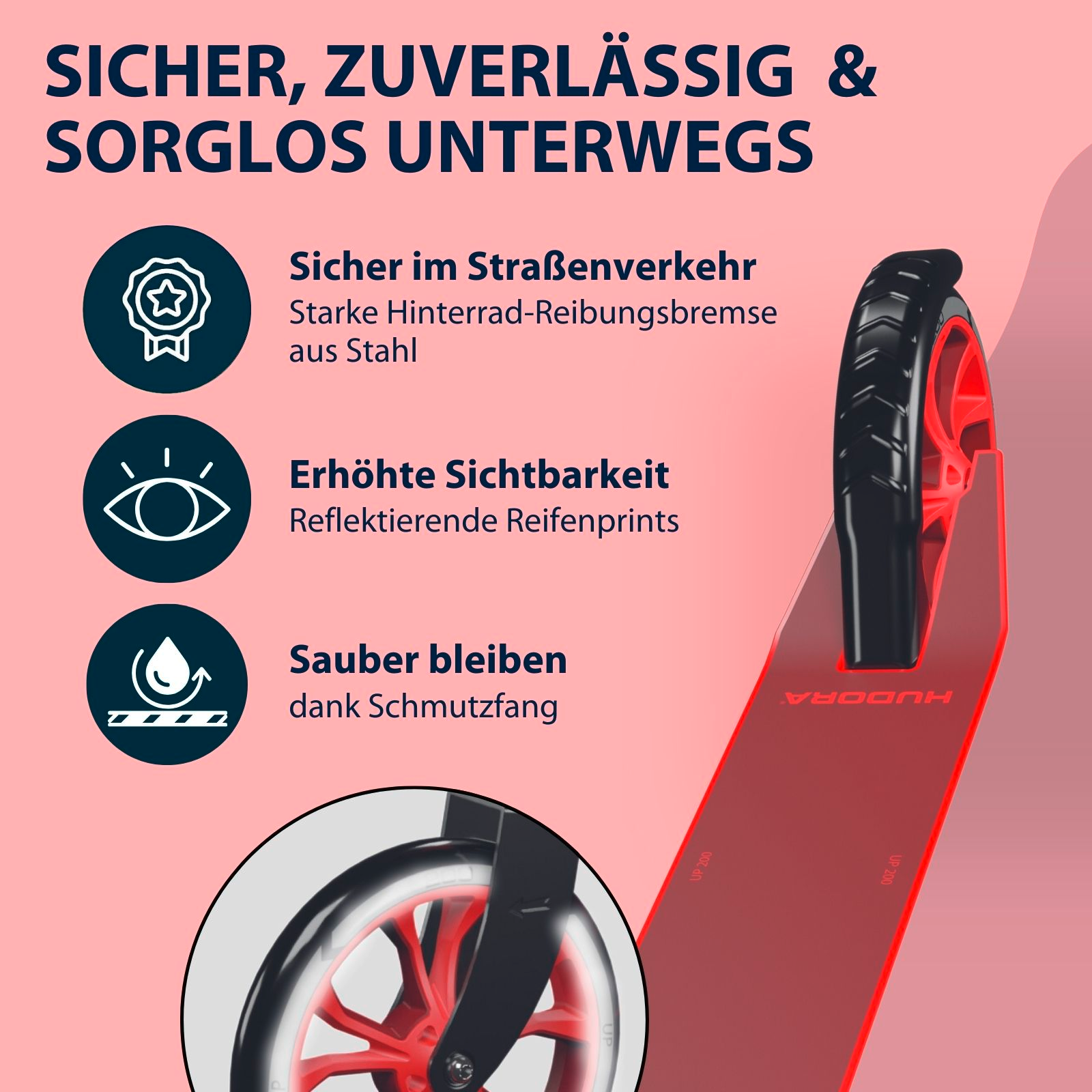 HUDORA Scooter Up 200, red, Bild 5 von 7