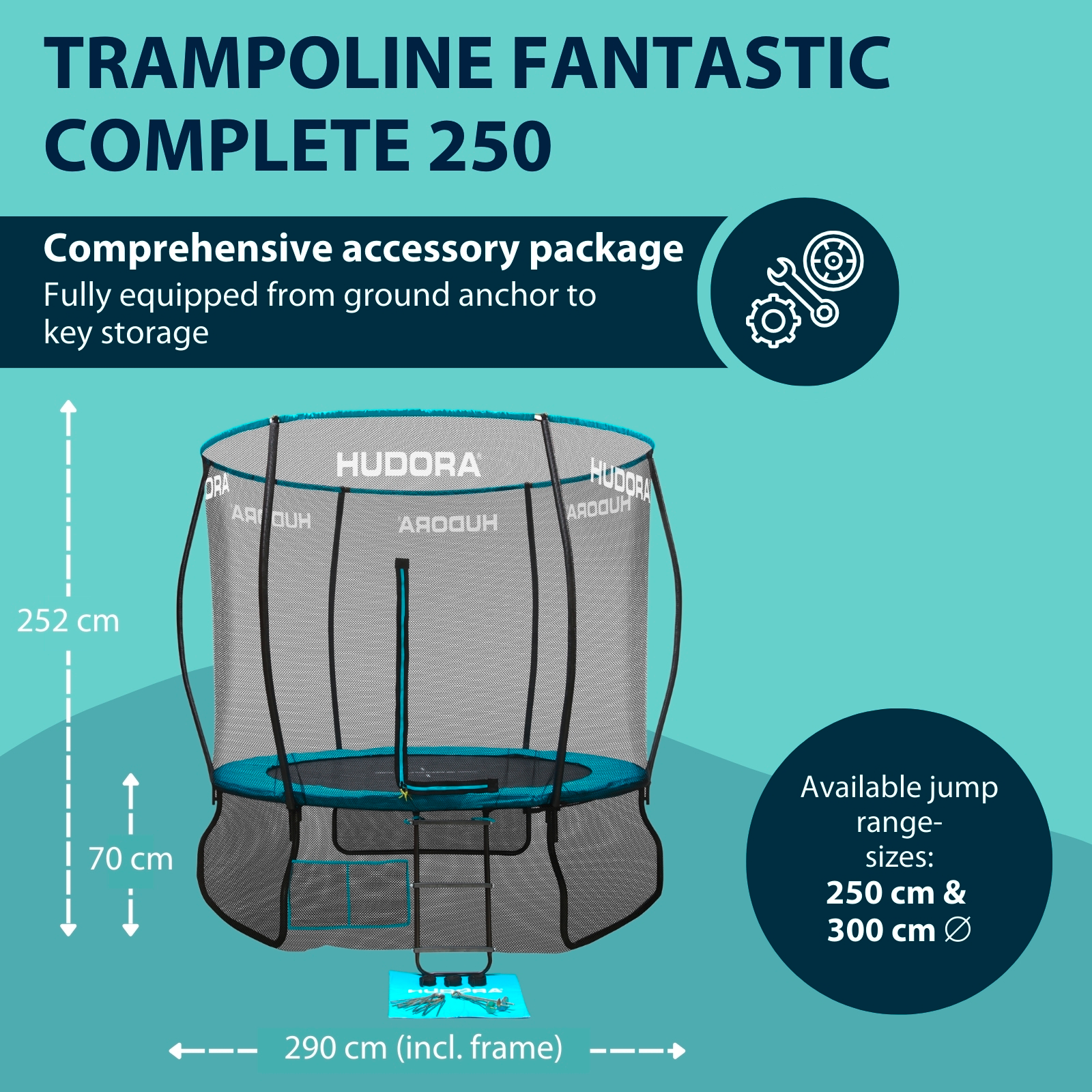 HUDORA Fantastic Complete Trampoline 250V, image 2 from 7