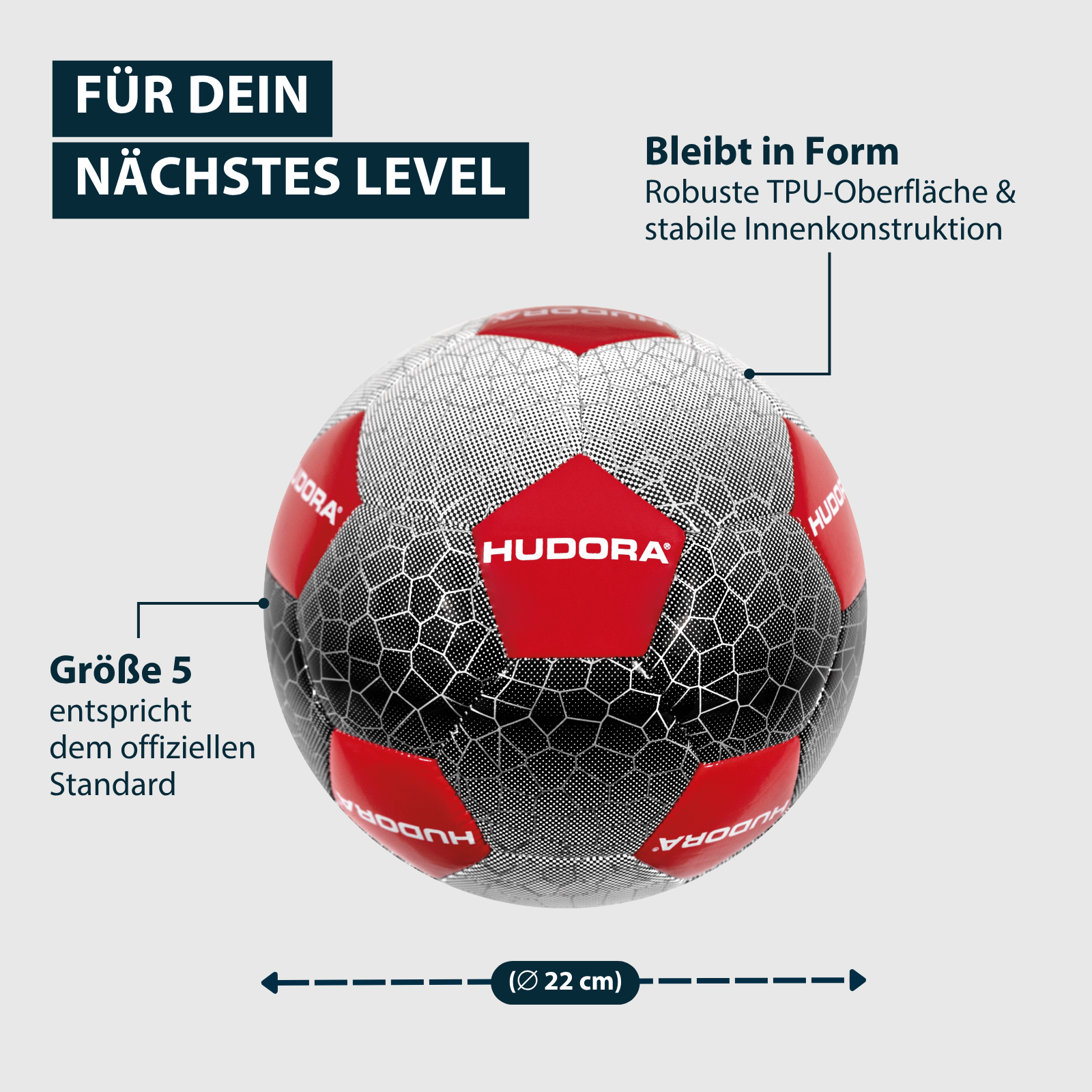 HUDORA Fußball rot, Gr.5, image 2 from 6