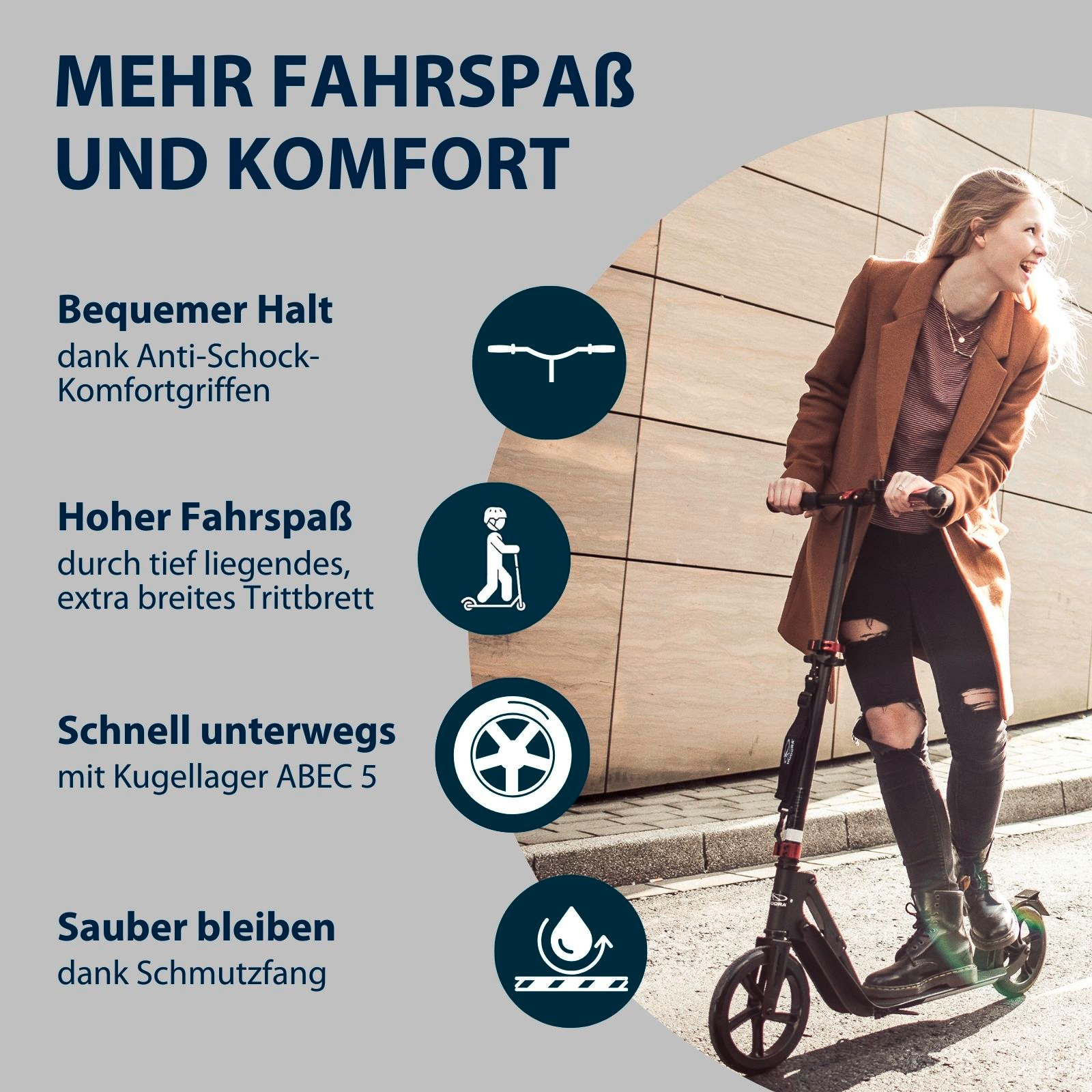 HUDORA BigWheel® Style 230, Scooter schwarz, Bild 3 von 7
