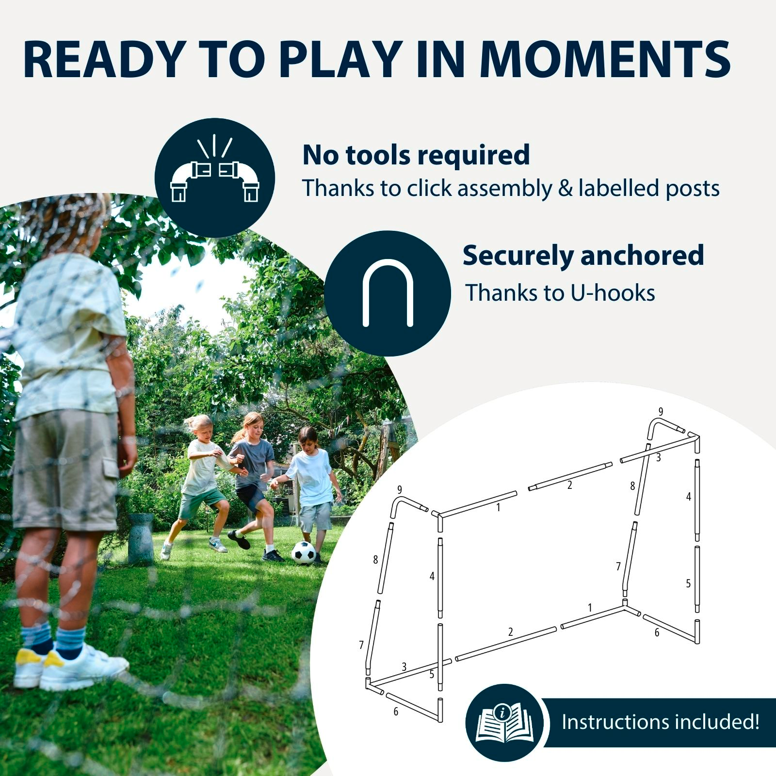 HUDORA Football Goal Pro Tect 240 Advanced White, image 5 from 7