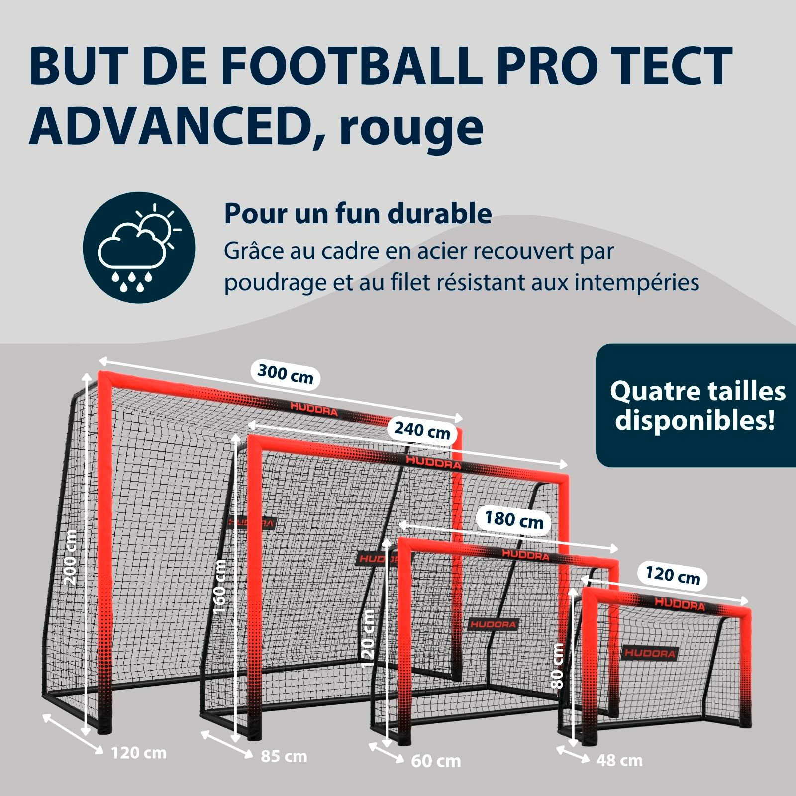 HUDORA football goal Pro Tect 240 Advanced Red, image 2 from 7