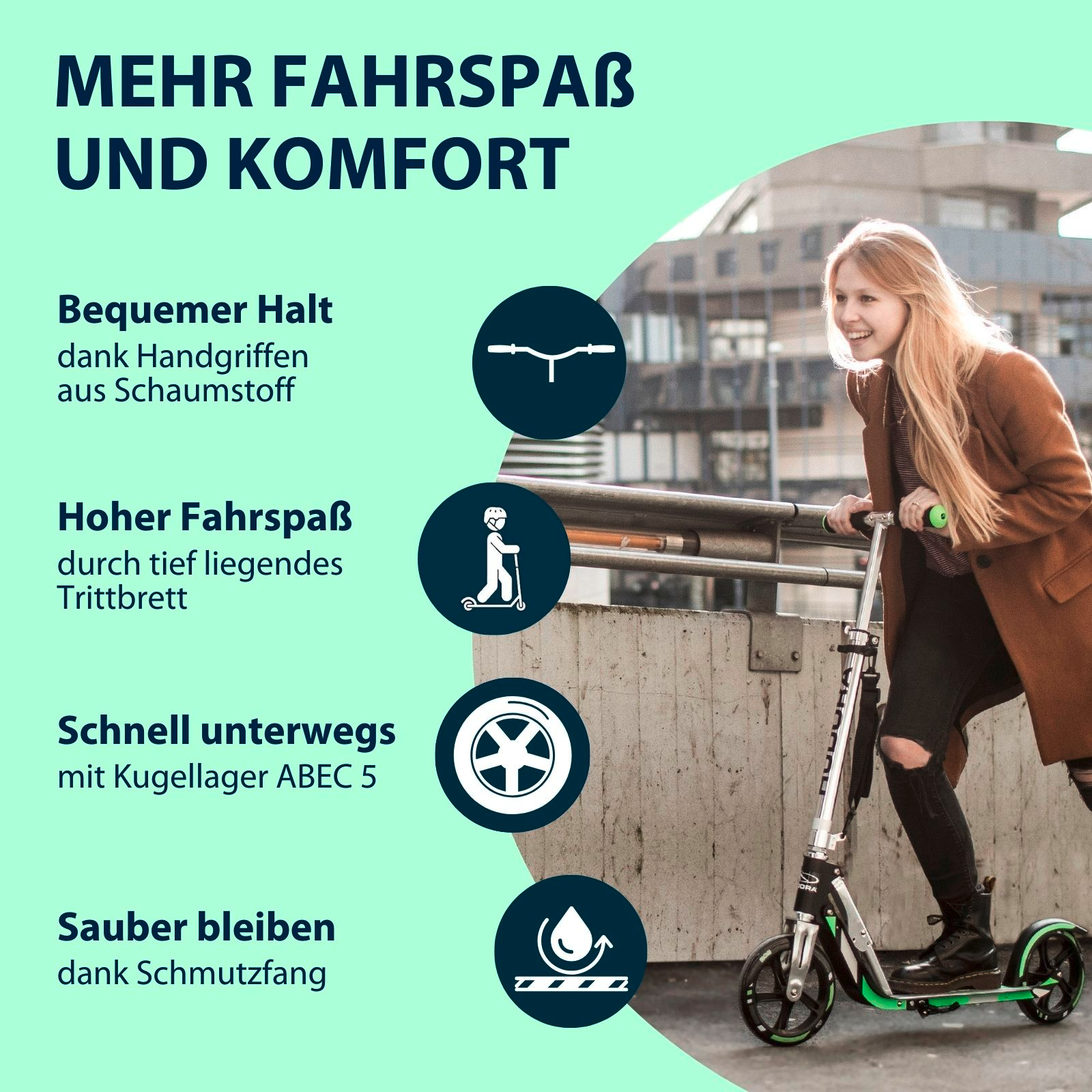HUDORA BigWheel® 205 Scooter, grass "Exklusiv Edition", Bild 3 von 7