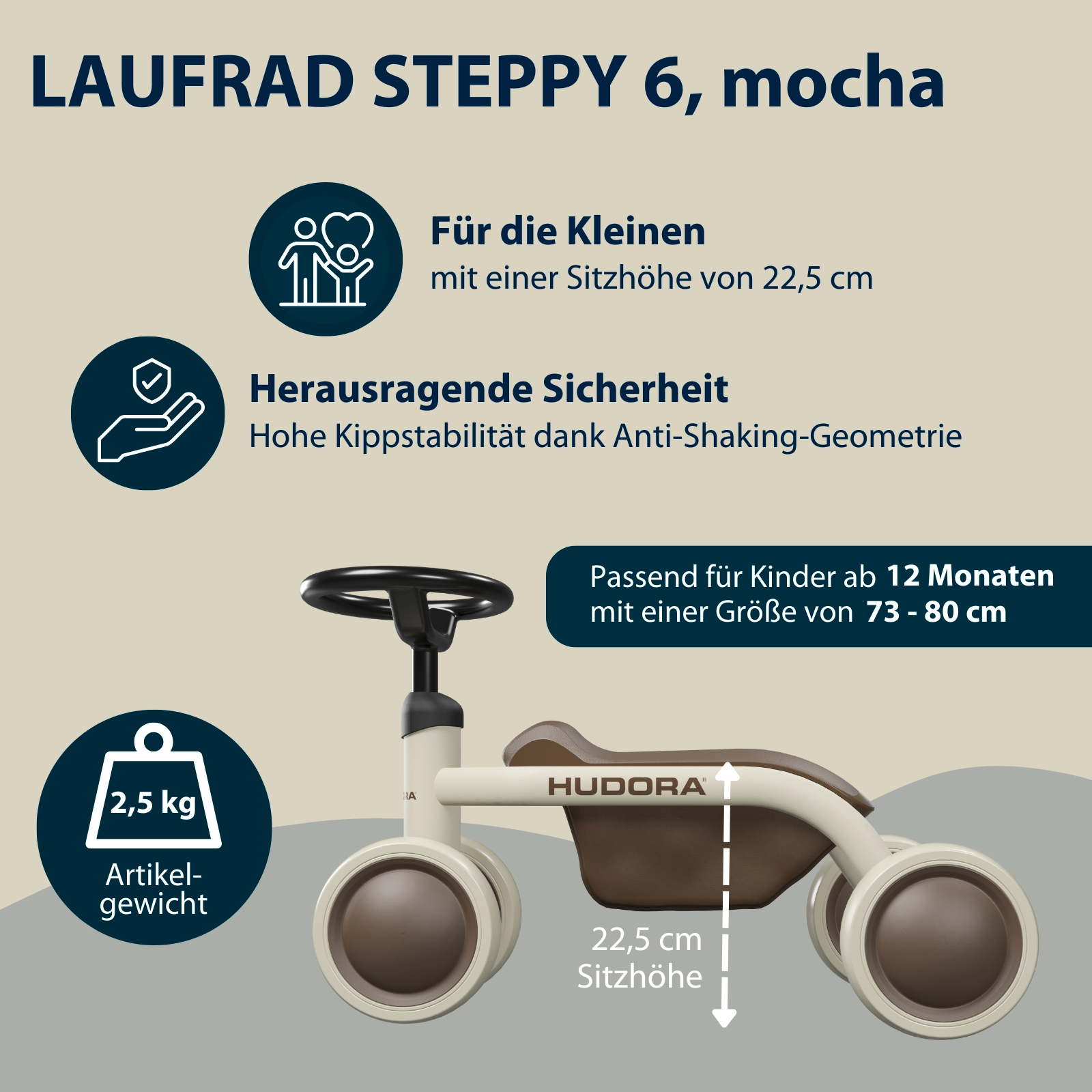 HUDORA Laufrad Steppy, mocha, Bild 2 von 6