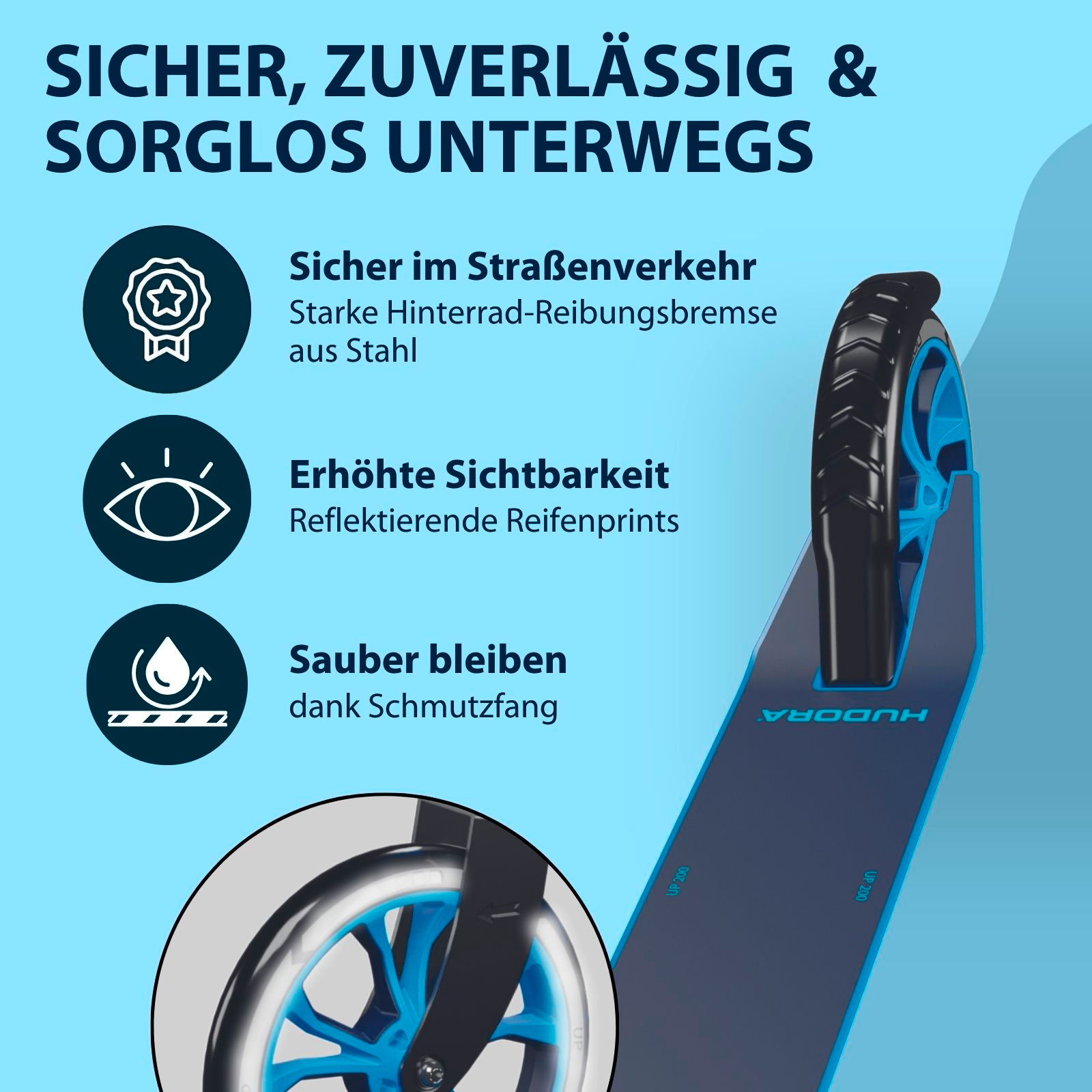 HUDORA Scooter Up 200, cyan, Bild 5 von 7