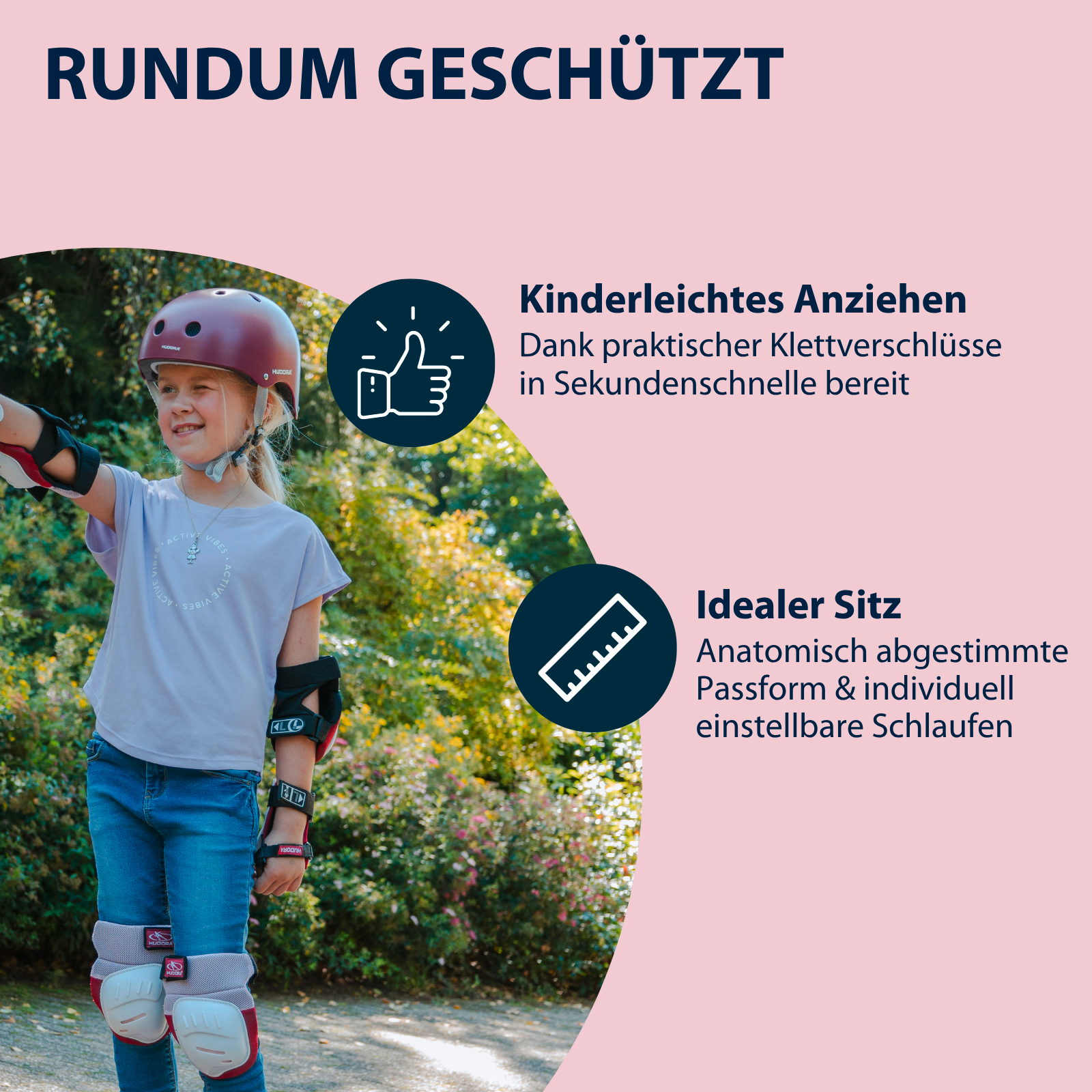 HUDORA Biomechanisches Protektoren Set Comfort rosa M, Bild 4 von 5