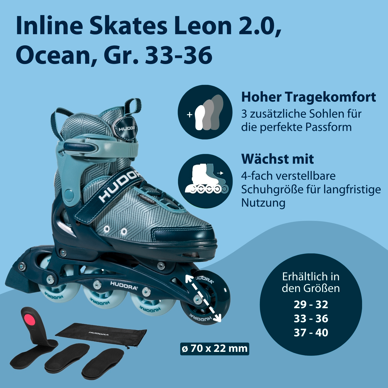 Inline Skates, Leon 2.0, ocean, Gr. 29-40, Bild 2 von 7