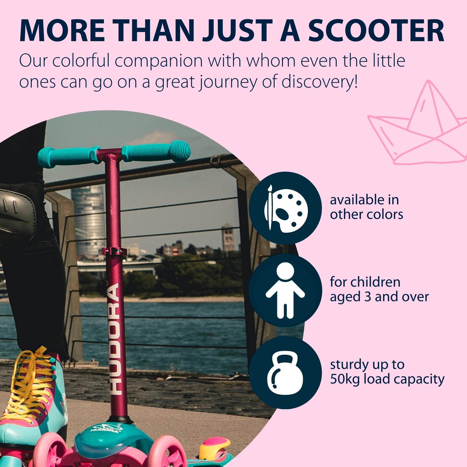 HUDORA Kinderscooter Flitzkids 2.0 Skate Wonders, image 6 from 7
