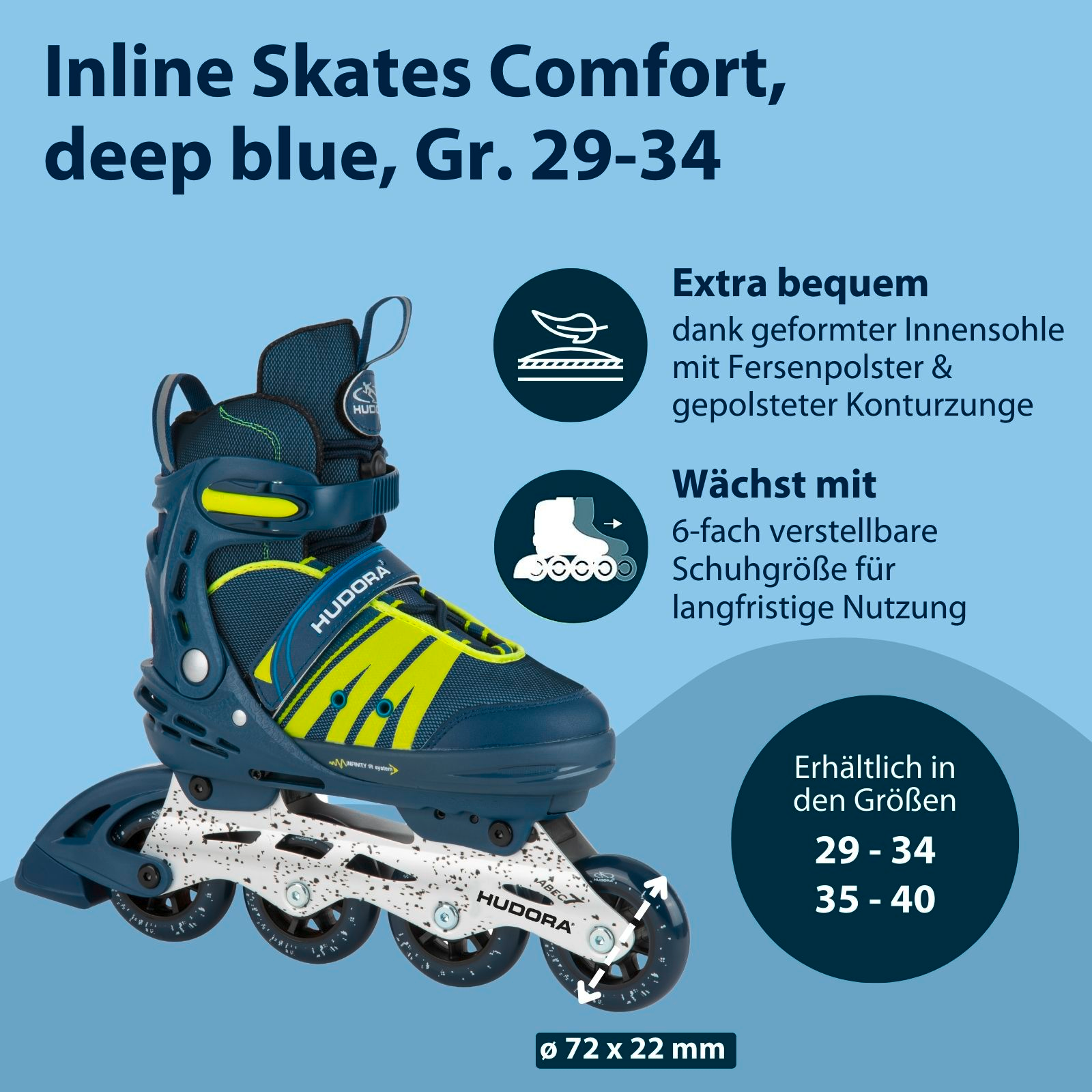 HUDORA Inline Skates Comfort, deep blue, Gr. 29-34, Bild 2 von 7