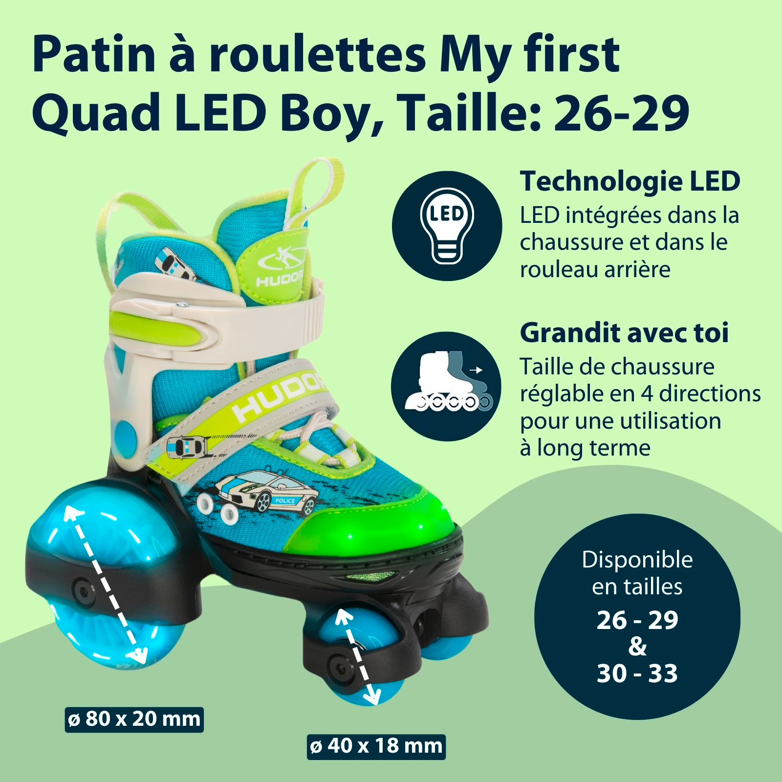 Patin à roulettes My First Quad LED, image 2 from 7